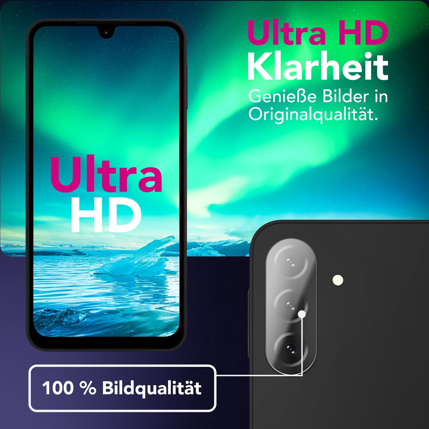 NALIA Focus.X2 MAX myndavélarhlíf fyrir Samsung Galaxy A26 – 2x myndavélarhlíf með 9H hörku, afar gegnsætt hulstur fyrir aftari myndavél, hulsturvænt, fingrafaravarið, rispuvarið