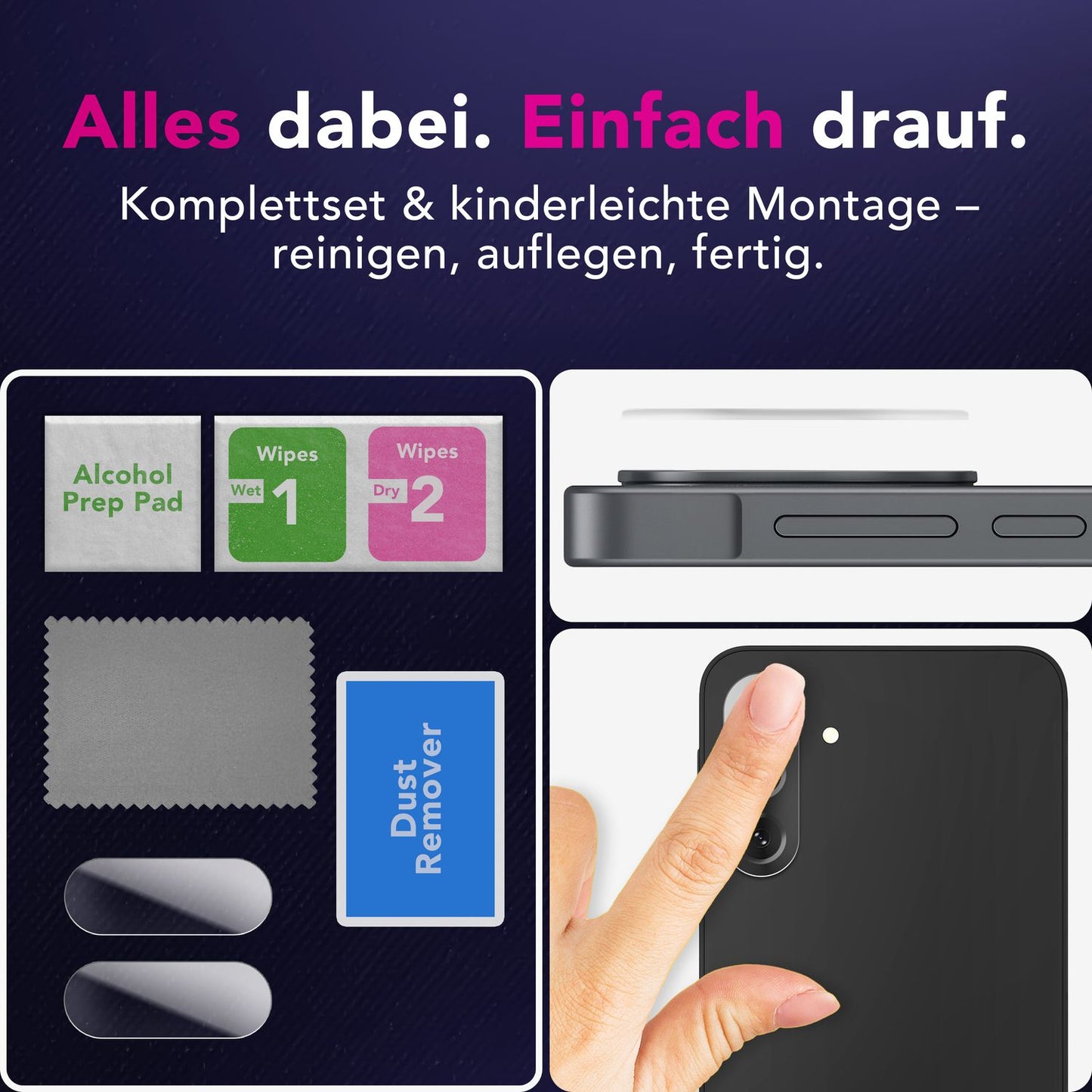 NALIA Focus.X2 MAX myndavélarhlíf fyrir Samsung Galaxy A26 – 2x myndavélarhlíf með 9H hörku, afar gegnsætt hulstur fyrir aftari myndavél, hulsturvænt, fingrafaravarið, rispuvarið