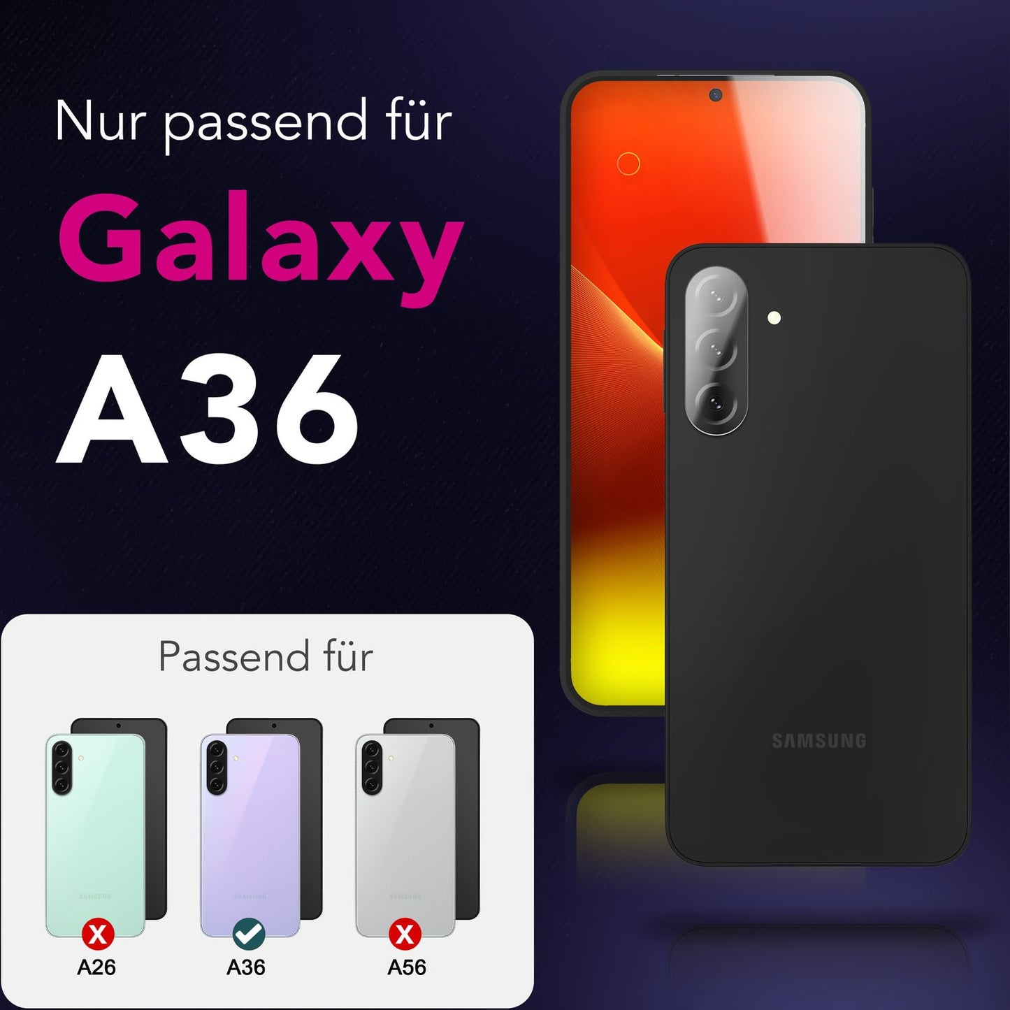 NALIA Focus.X2 MAX myndavélarhlíf fyrir Samsung Galaxy A36 – 2x myndavélarhlíf fyrir aftari myndavél, afar gegnsætt og rispuþolið 9H, fullkomlega passað hulstur, samhæft við hulstur