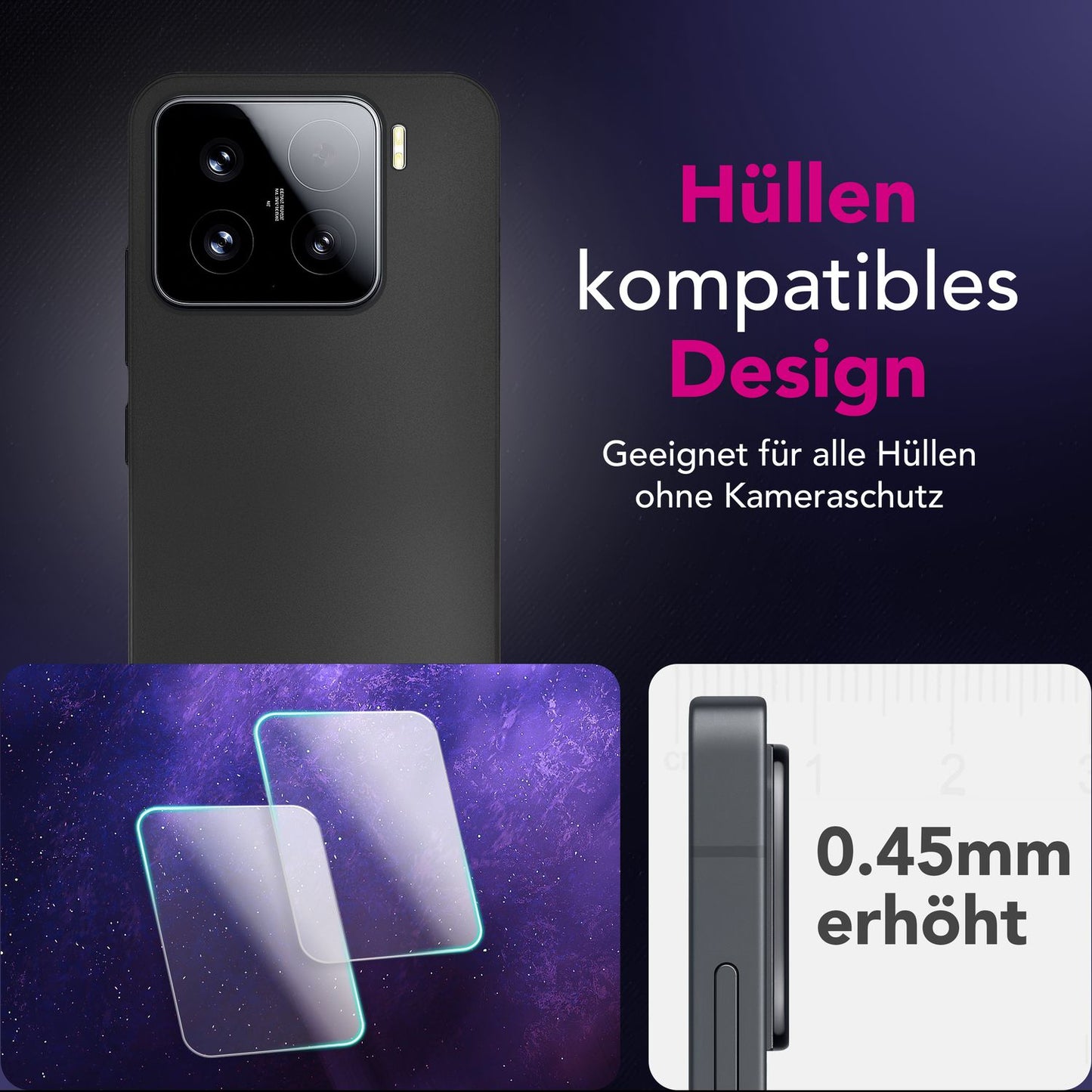 NALIA Focus.X2 MAX Kameraschutz für Xiaomi 15 – 2x Kamera Schutzglas mit 9H Härte, Ultra-Klare Linsen-Abdeckung, Kratzresistent & Fettabweisend, Hüllen-kompatibel, Objektiv-Schutz