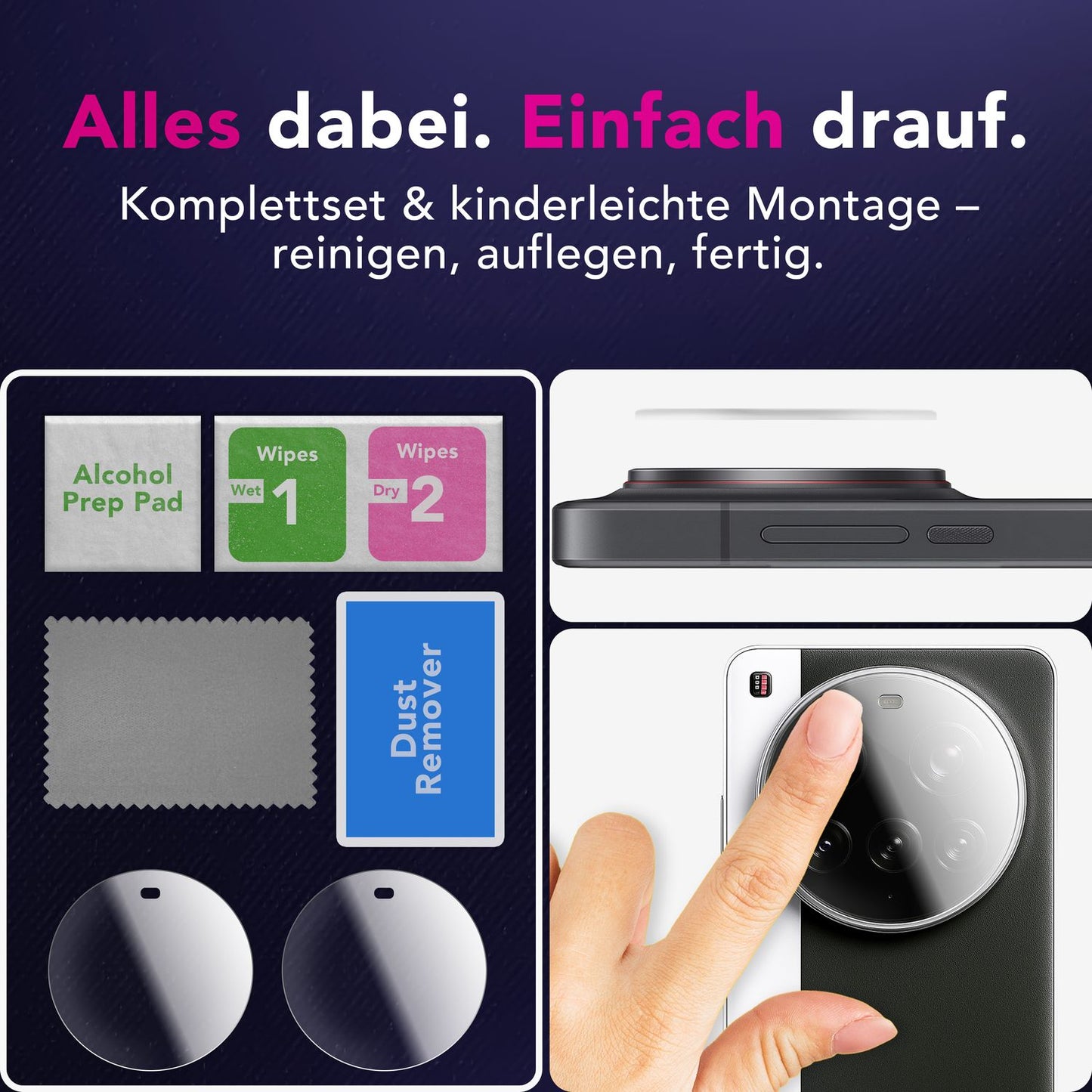 NALIA Focus.X2 MAX Camera Protector for Xiaomi 15 Ultra – 2x Camera Protective Glass for Rear Camera, Ultra-Clear 9H Coverage, Scratch-Resistant, Perfectly Fitting Lens Protector, Case-Friendly