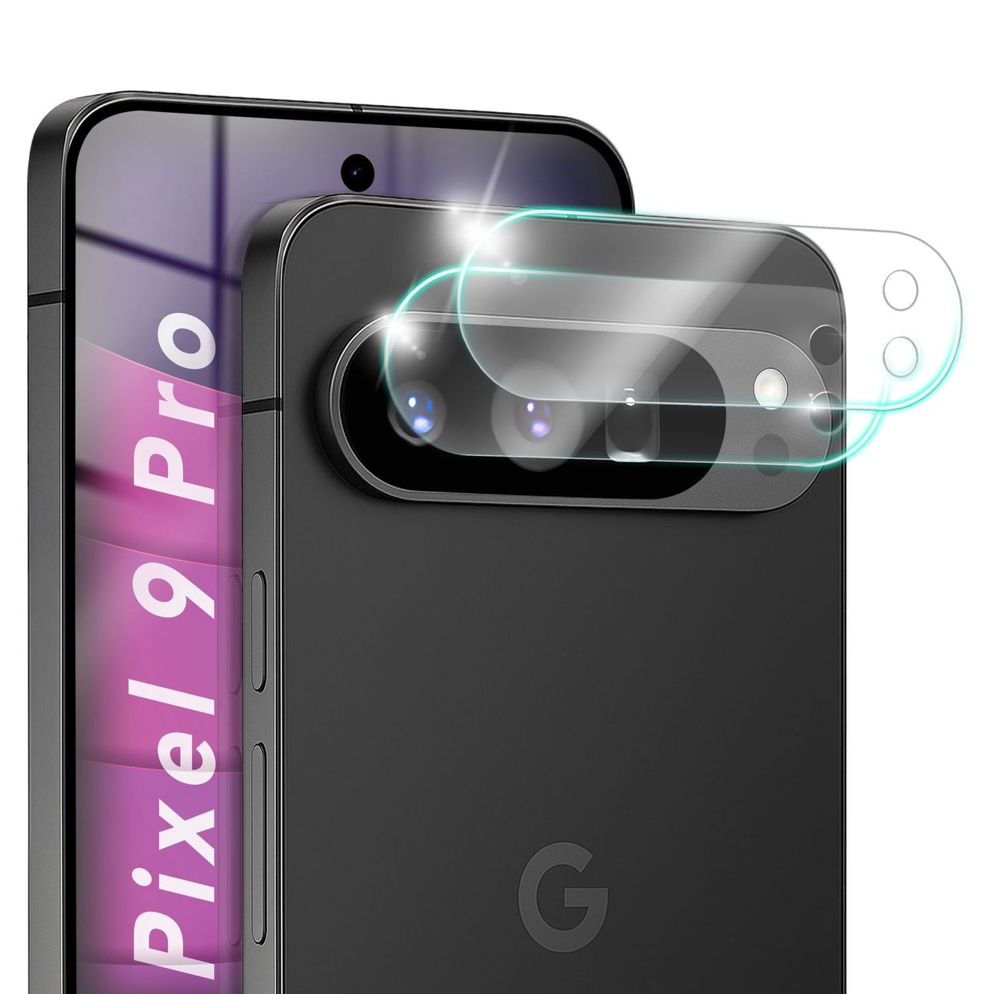 NALIA Focus.X2 MAX Camera Protector for Google Pixel 9 Pro – 2x Camera Protective Glass for Rear Camera, Scratch-Resistant Cover with 9H Hardness, Ultra-Clear, Case-Friendly, Anti-Smear