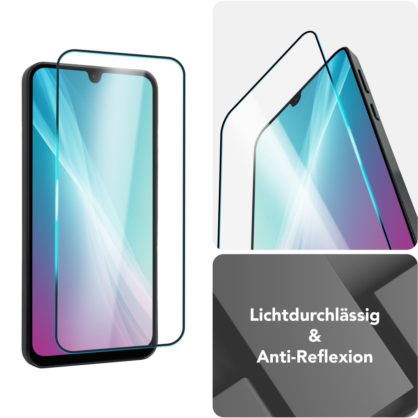 NALIA ArmorGlassX fyrir Samsung Galaxy A26 gler, sett með 2x hlífðargleri [9H], mjög gegnsætt með svörtum ramma, snertivörn, fingrafaravörn, rispuþolið, auðveld í notkun