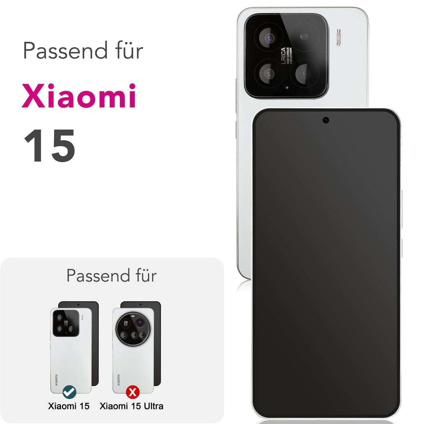 NALIA ArmorGlassX for Xiaomi 15 Glass, Set of 2 Protective Glass [9H], Crystal Clear with Black Frame, Touch Accurate, Anti-Fingerprint, Scratch-Resistant, Bubble-Free, Oleophobic Screen Protector