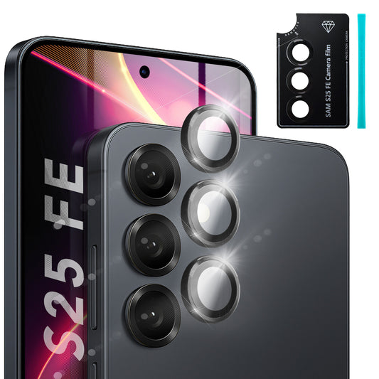 NALIA myndavélargler Focus.Pro CLX fyrir Samsung Galaxy S25 FE (kristaltærar myndir) - Myndavélarhlíf, 9H linsugler, endurskinsvörn, gegnsætt, sjálflímandi, hulsturvænt, 3 stk.