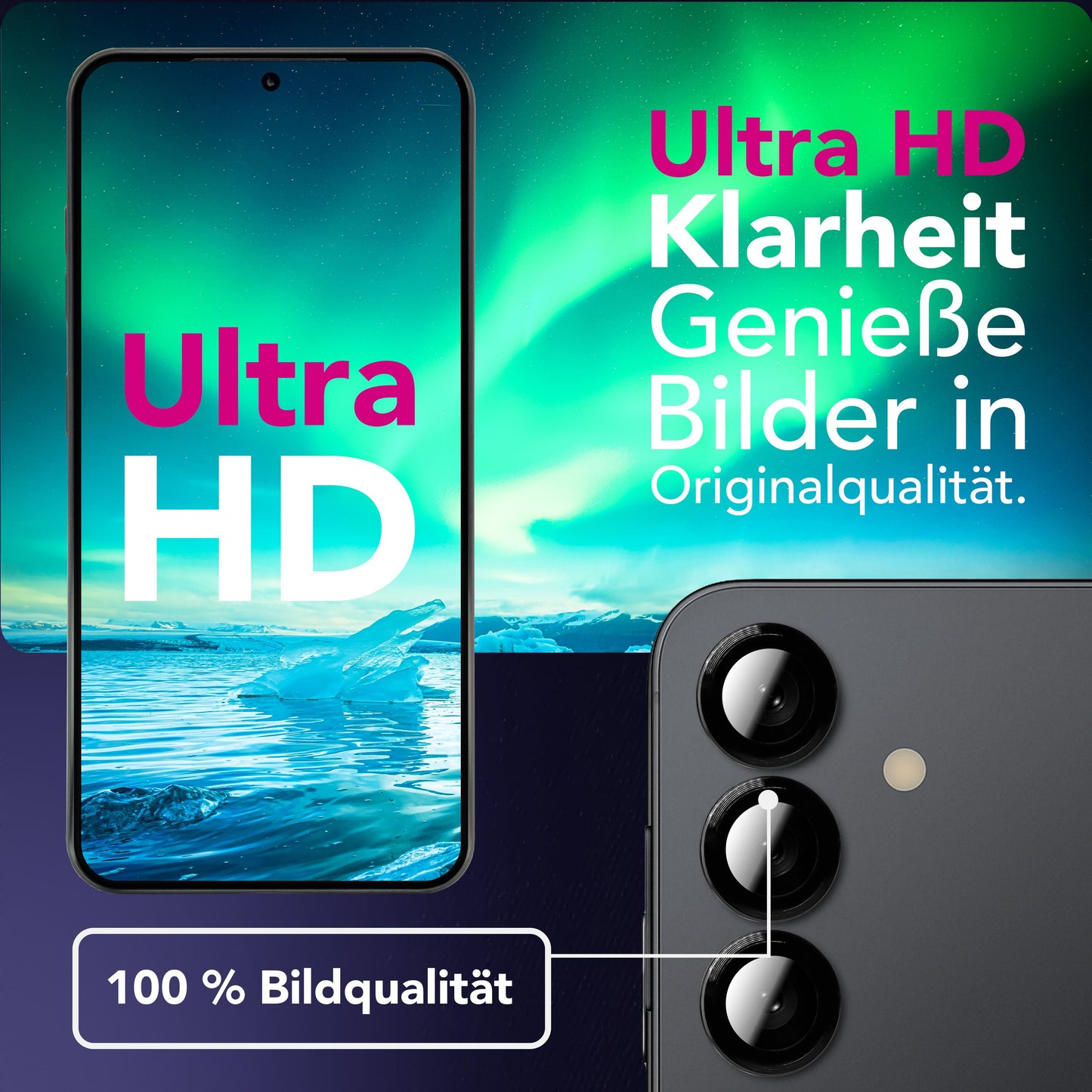 NALIA myndavélargler Focus.Pro CLX fyrir Samsung Galaxy S25 FE (kristaltærar myndir) - Myndavélarhlíf, 9H linsugler, endurskinsvörn, gegnsætt, sjálflímandi, hulsturvænt, 3 stk.