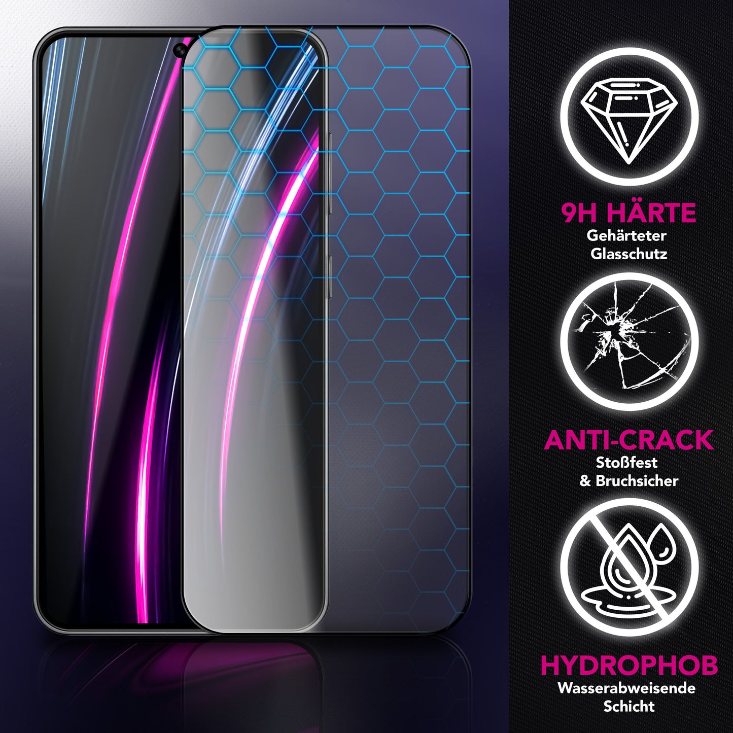 NALIA Glass ArmorGlassX fyrir Samsung Galaxy S25 FE (mjög gegnsætt skjáhlíf) - 2x hlífðargler 9H hörku, rispuþolið, flekkfrítt, passar við hulstur, olíufælandi, svartur rammi