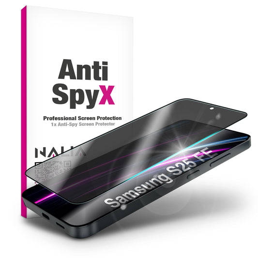 NALIA AntiSpyX Display Glass for Samsung Galaxy S25 FE (Discreet Privacy Screen Protector) - Privacy Protective Glass with 9H Hardness, Anti-Spy Display Glass for Privacy, Scratch-Resistant, Case Compatible