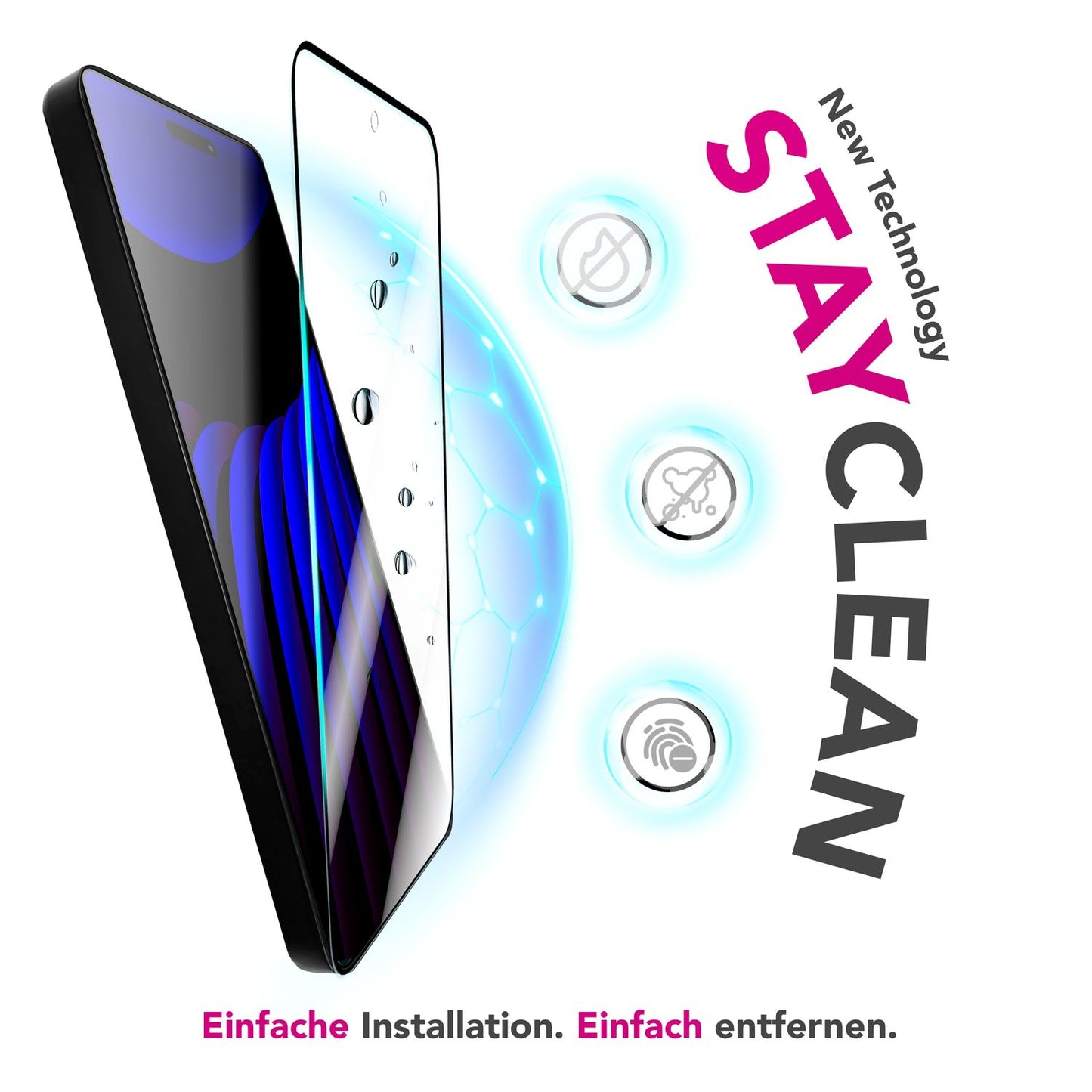 NALIA ArmorGlassX skjágler fyrir Apple iPhone 17 (mjög gegnsætt skjár) - 2x verndargler 9H hörku, fingrafaravarnt, rispuþolið, hulsturvænt, olíufælandi, svartur rammi