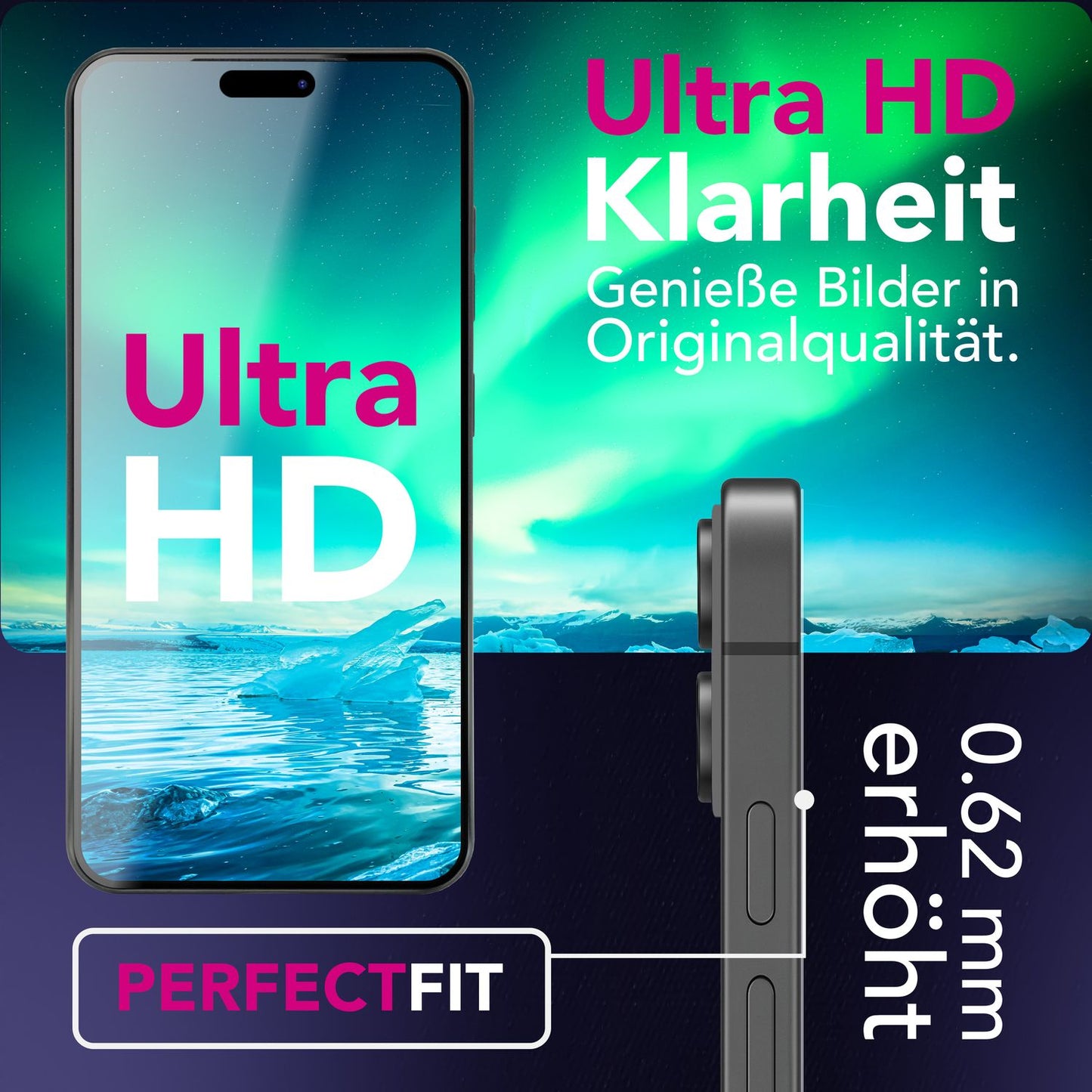 NALIA ArmorGlassX skjágler fyrir Apple iPhone 17 (mjög gegnsætt skjár) - 2x verndargler 9H hörku, fingrafaravarnt, rispuþolið, hulsturvænt, olíufælandi, svartur rammi