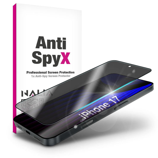 NALIA Privacy Screen Protector AntiSpyX for Apple iPhone 17 (Discreet Privacy Screen Protector) - 9H Hardness Display Glass, Anti-Spy Privacy Screen Protector, Scratch-Resistant, Case-Friendly