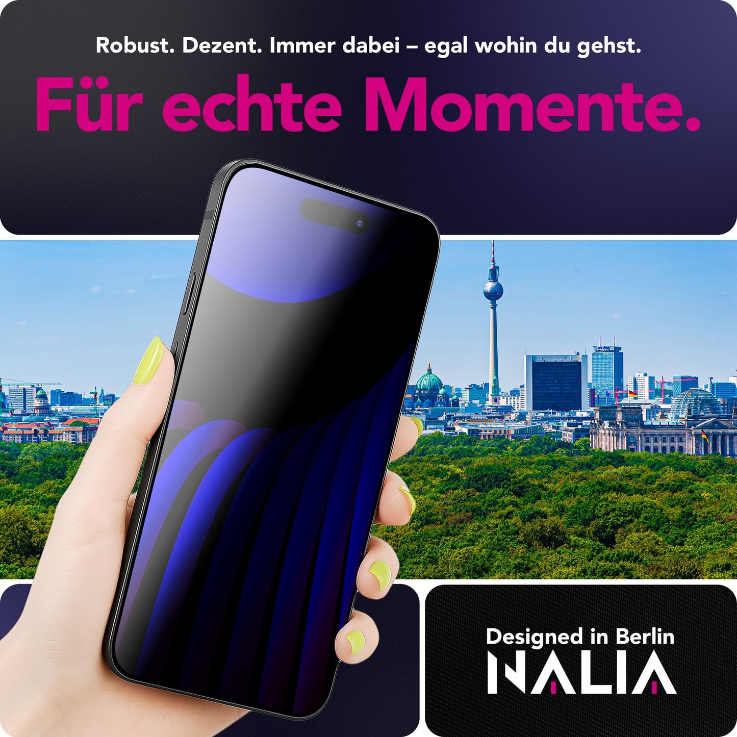 NALIA Privacy Screen Protector AntiSpyX for Apple iPhone 17 (Discreet Privacy Screen Protector) - 9H Hardness Display Glass, Anti-Spy Privacy Screen Protector, Scratch-Resistant, Case-Friendly