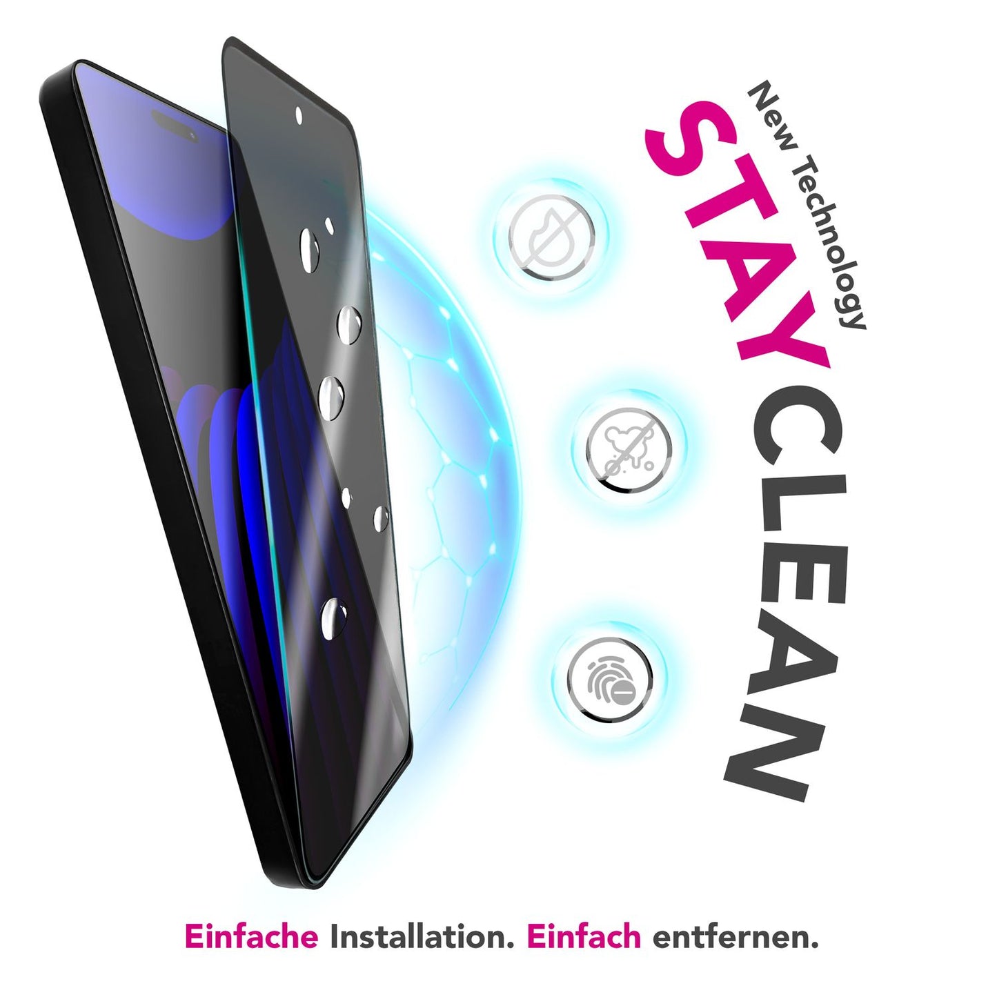 NALIA Privacy Screen Protector AntiSpyX for Apple iPhone 17 (Discreet Privacy Screen Protector) - 9H Hardness Display Glass, Anti-Spy Privacy Screen Protector, Scratch-Resistant, Case-Friendly