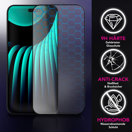 NALIA ArmorGlassX skjágler fyrir Apple iPhone 17 Air (mjög gegnsætt skjár) - 2x verndargler 9H hörku, rispuþolið, hulsturvænt, snertinæmt, olíufælandi, svartur rammi