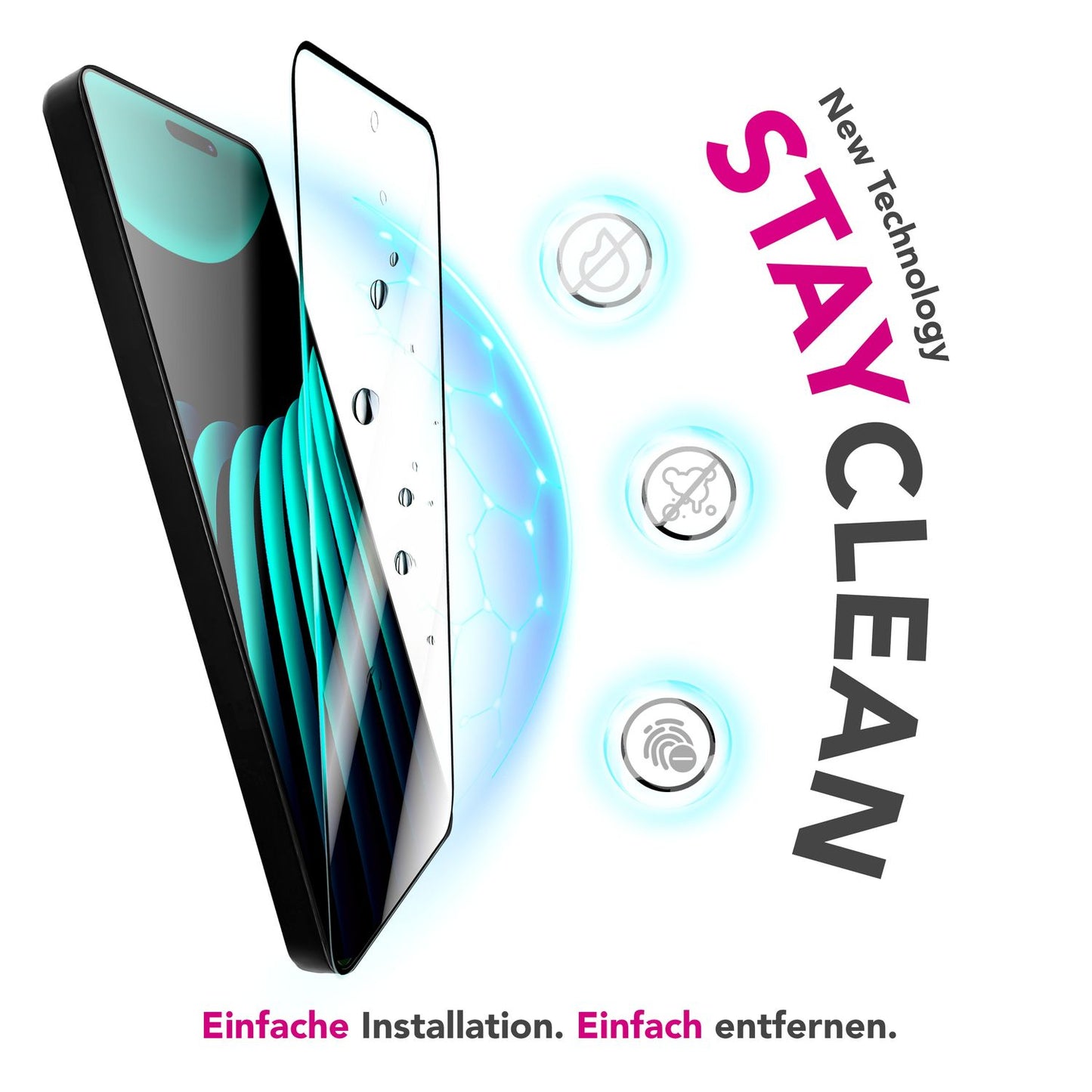 NALIA ArmorGlassX skjágler fyrir Apple iPhone 17 Air (mjög gegnsætt skjár) - 2x verndargler 9H hörku, rispuþolið, hulsturvænt, snertinæmt, olíufælandi, svartur rammi