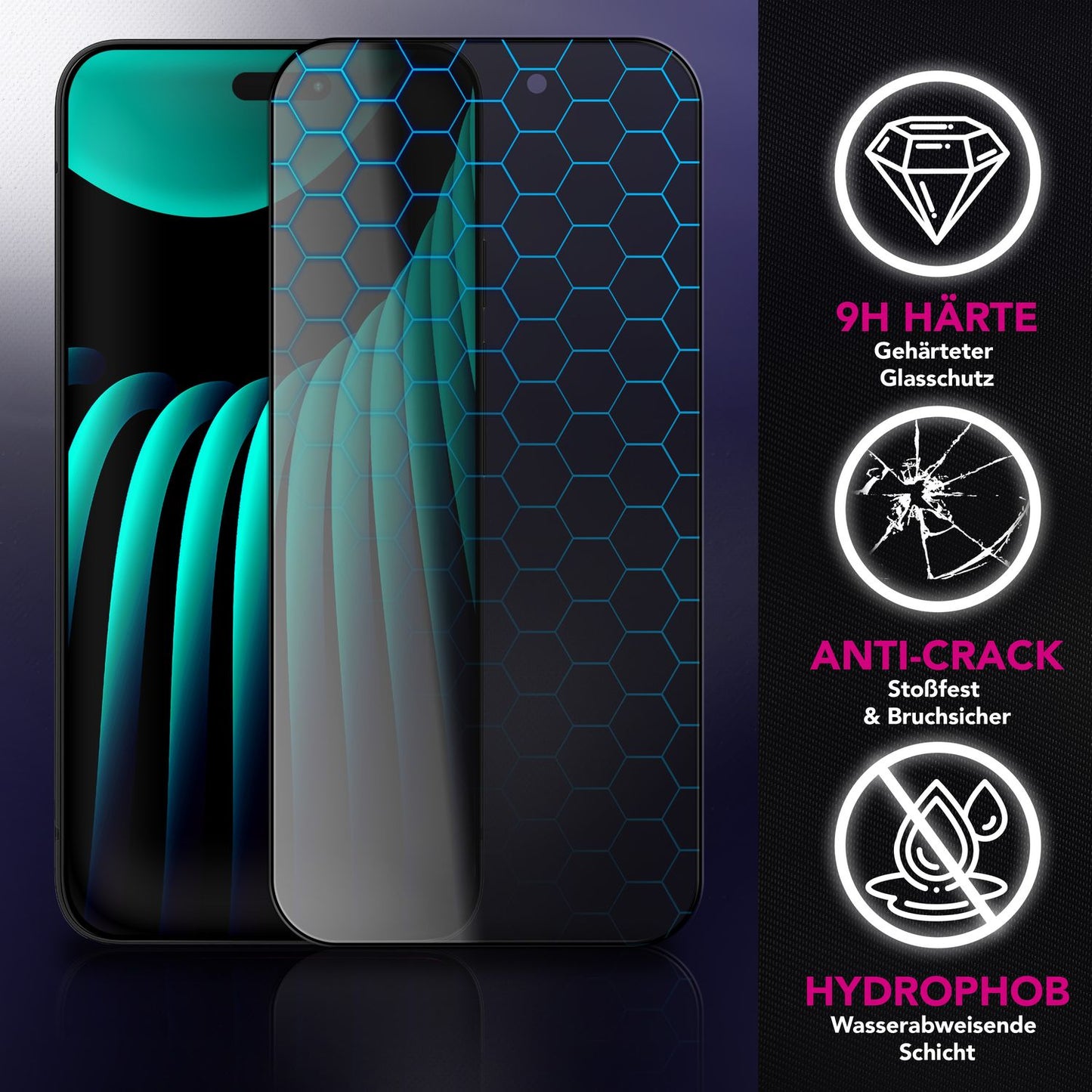 NALIA Privacy Screen Protector AntiSpyX for Apple iPhone 17 Air (Discreet Privacy Screen Protector) - Display Glass with 9H Hardness, Anti-Spy Technology, Scratch-Resistant, Oleophobic, Bubble-Free, for Cases