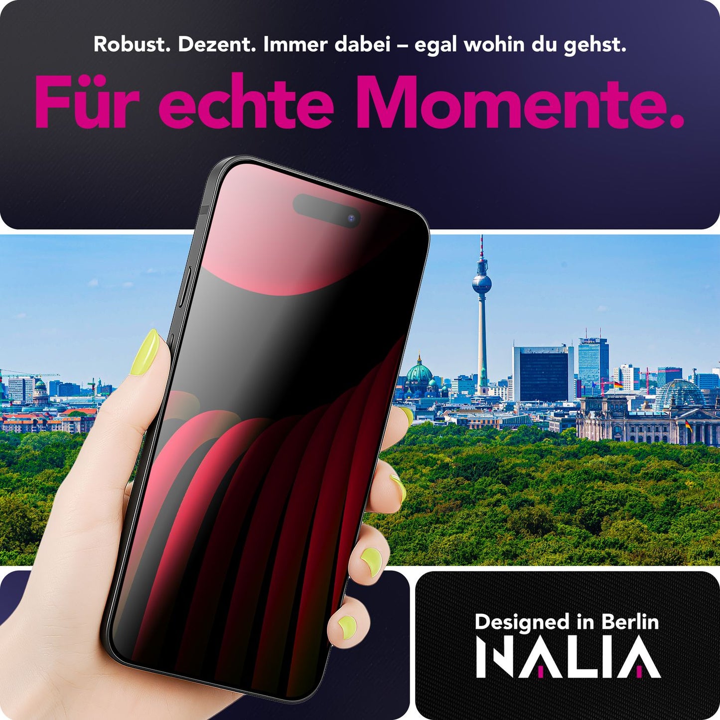 NALIA Persónuverndarskjárvörn AntiSpyX fyrir Apple iPhone 17 Pro (Nákvæm persónuverndarskjárvörn) - Skjágler með 9H hörku, njósnavörn, rispuþolin, loftbólulaus, olíufælin, hulsturvæn