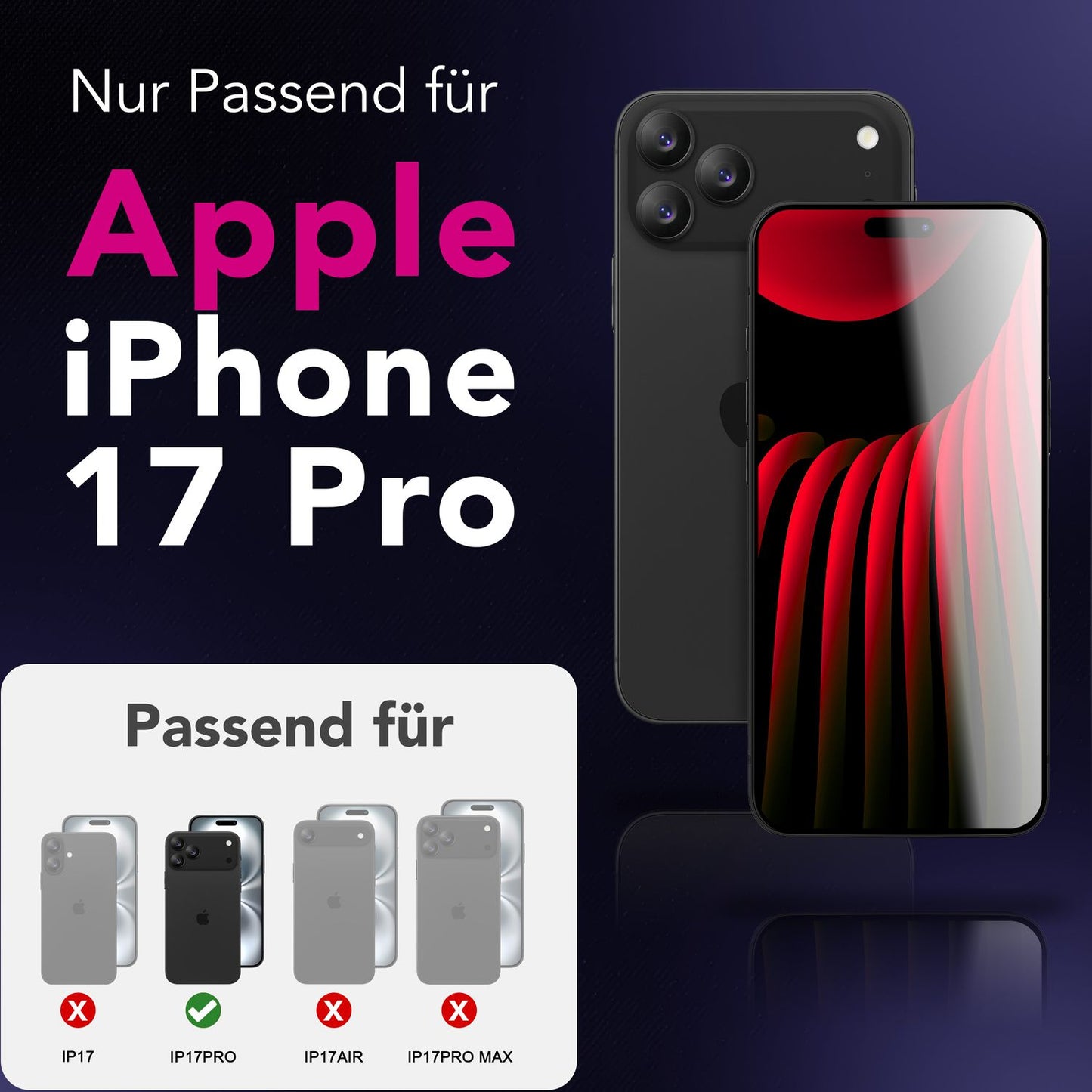 NALIA Persónuverndarskjárvörn AntiSpyX fyrir Apple iPhone 17 Pro (Nákvæm persónuverndarskjárvörn) - Skjágler með 9H hörku, njósnavörn, rispuþolin, loftbólulaus, olíufælin, hulsturvæn