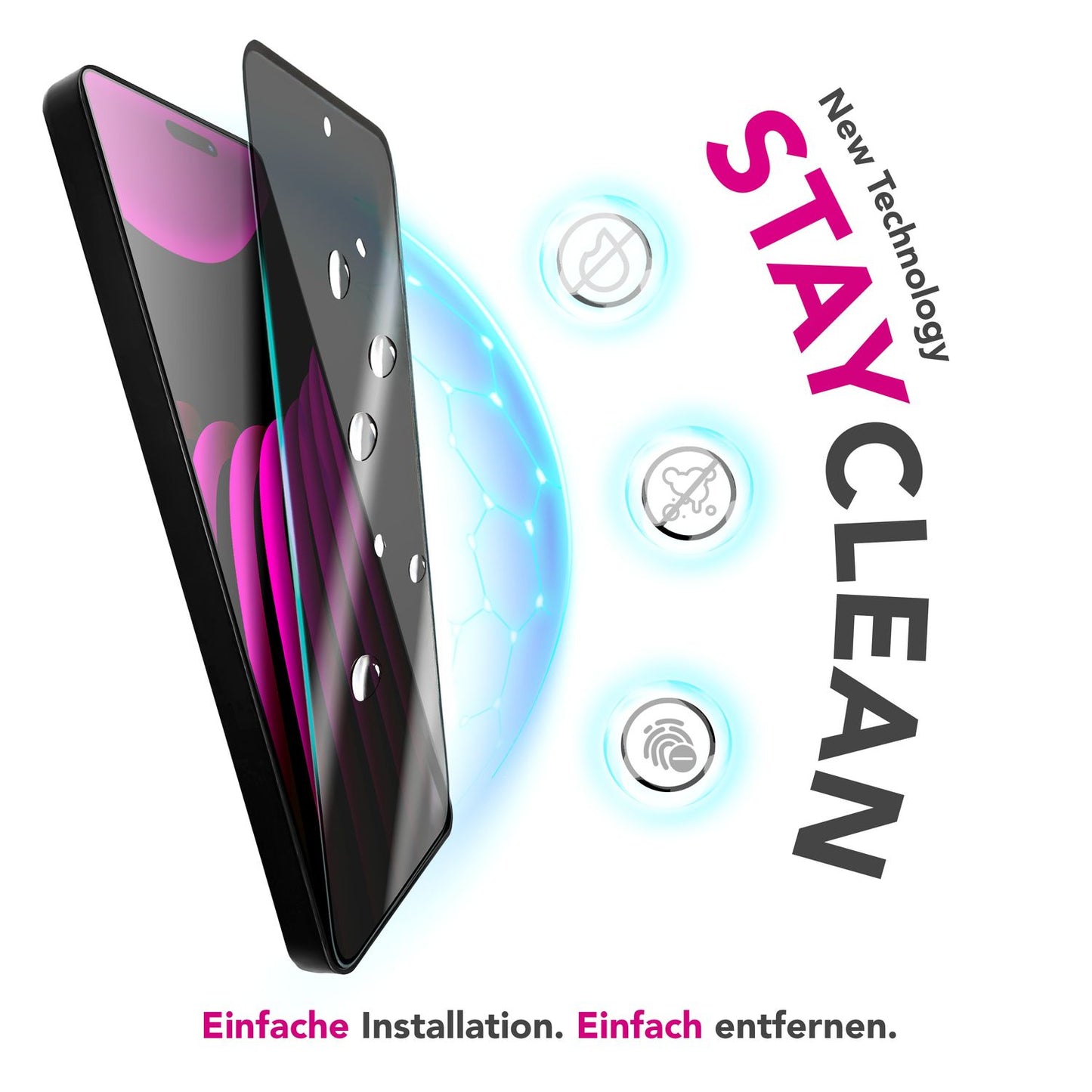 NALIA Privacy Schutzglas AntiSpyX für Apple iPhone 17 Pro Max (Diskreter Blickschutz) - Display Glas 9H Härte, Anti-Spy Sichtschutz, Kratzfest, Touch-sensitiv, Hüllen-freundlich