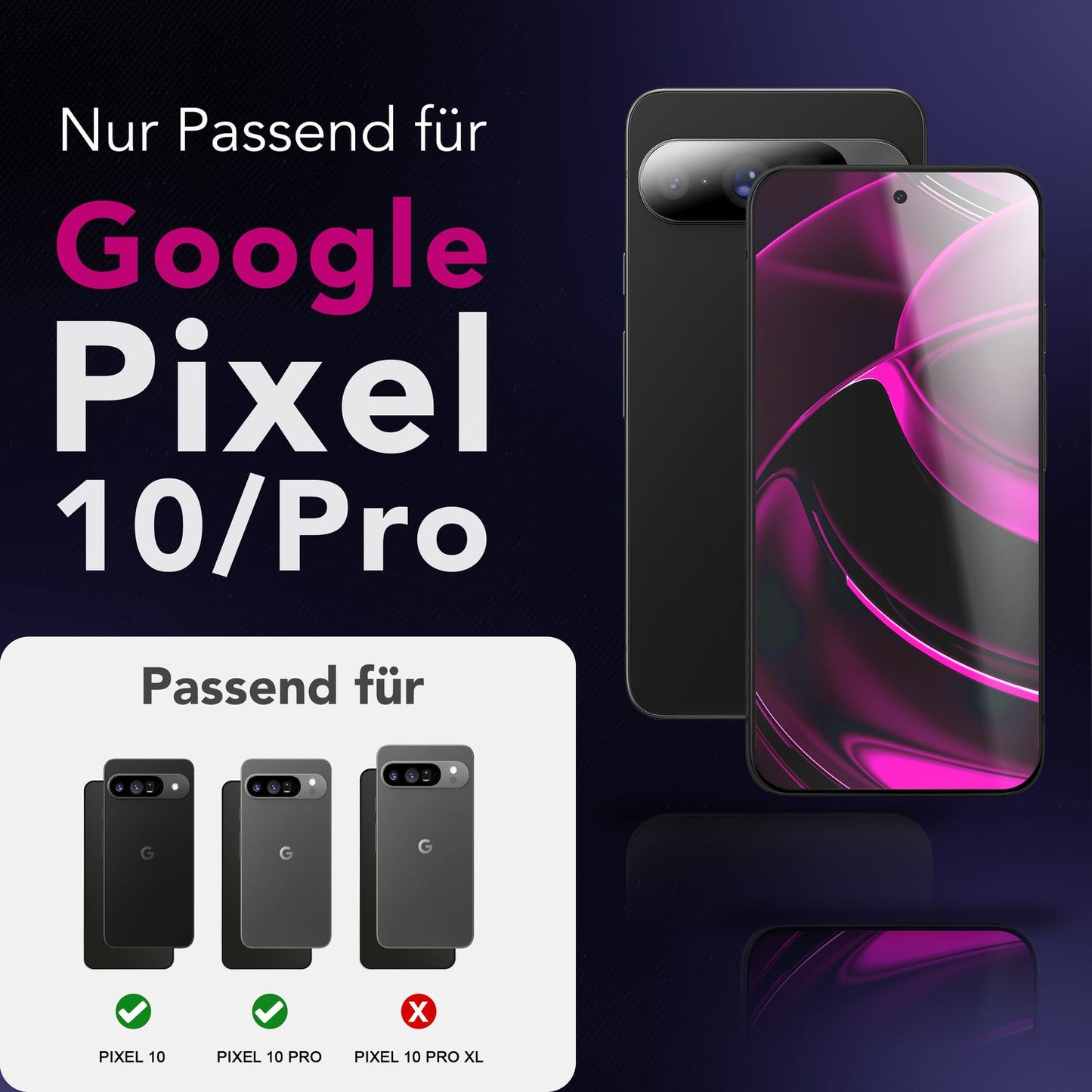 NALIA Display Glas ArmorGlassX für Google Pixel 10 / 10 Pro (super klarer Displayschutz), 2x Schutzglas 9H Härte, Case-kompatibel, Kratzfest, Touch-sensitiv, schwarzer Rahmen