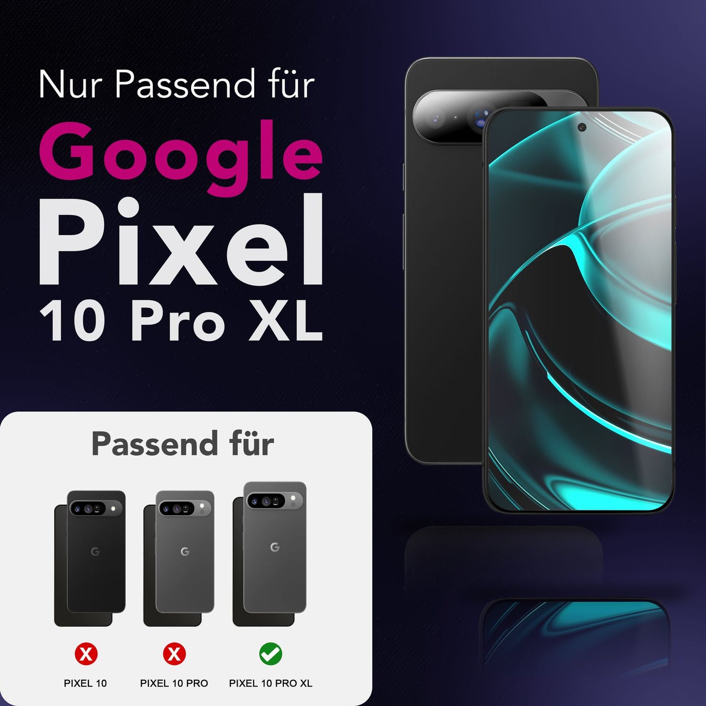 NALIA ArmorGlassX skjágler fyrir Google Pixel 10 Pro XL (mjög gegnsætt skjávörn), tvöfalt verndargler, 9H hörku, rispuþolið, fingrafaravarið, hulsturvænt, svartur rammi