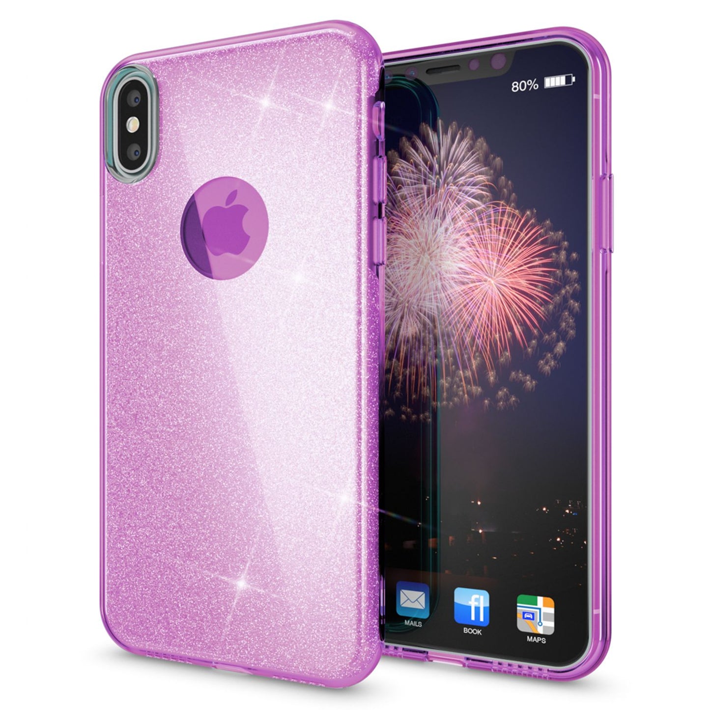 NALIA Glitter Case for iPhone X XS, Slim 3-in-1 Phone Protective Case Back Cover