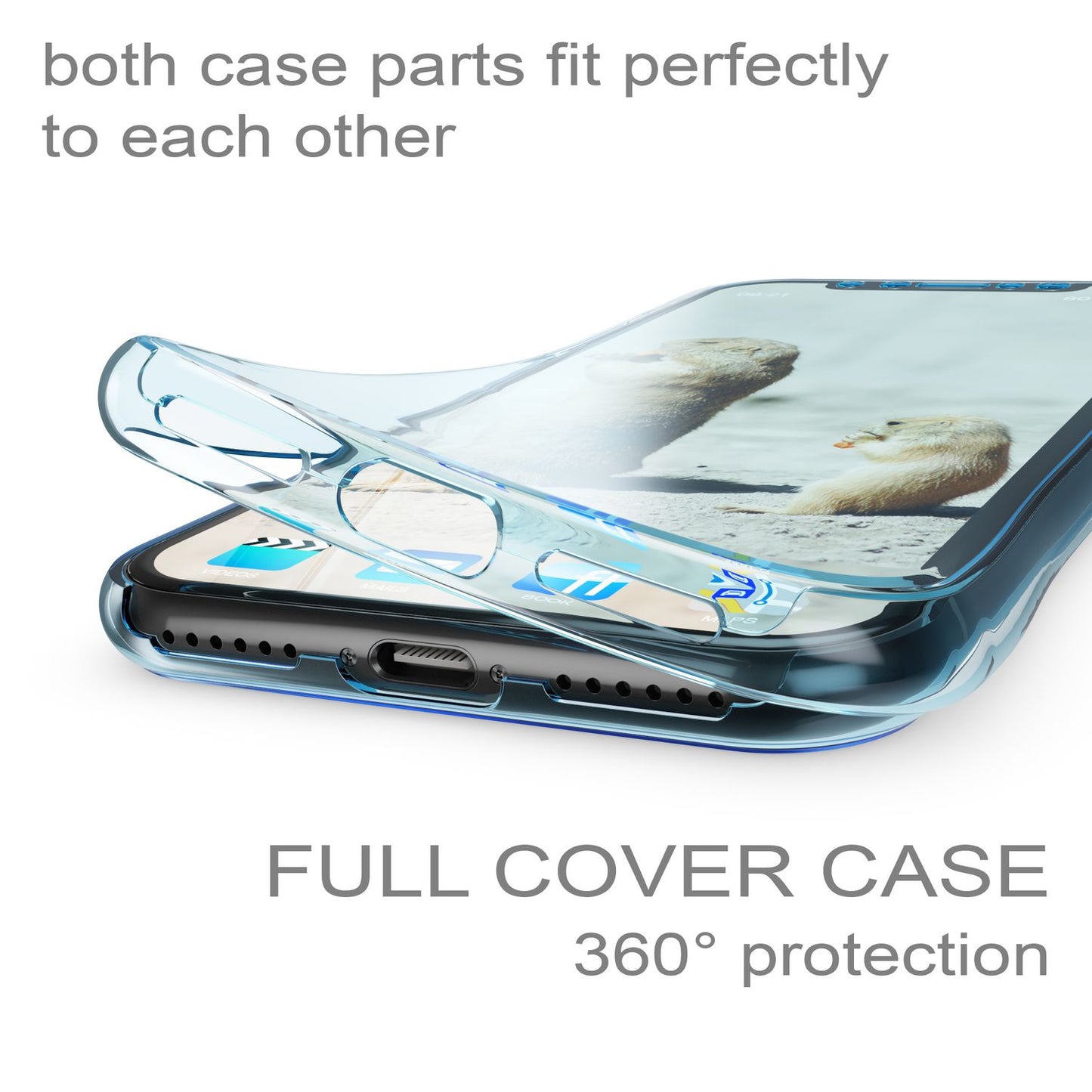 NALIA 360 Grad Hülle für Apple iPhone X XS, Full Cover Rundum Handy Schutz Case