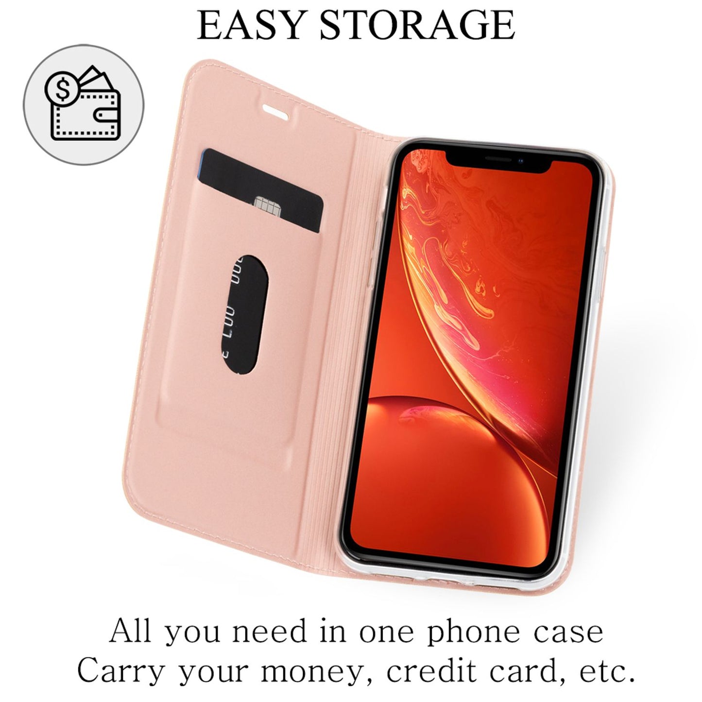 NALIA Flip Case for iPhone XR, Slim Protective Cover Phone Case Bag Bumper Case