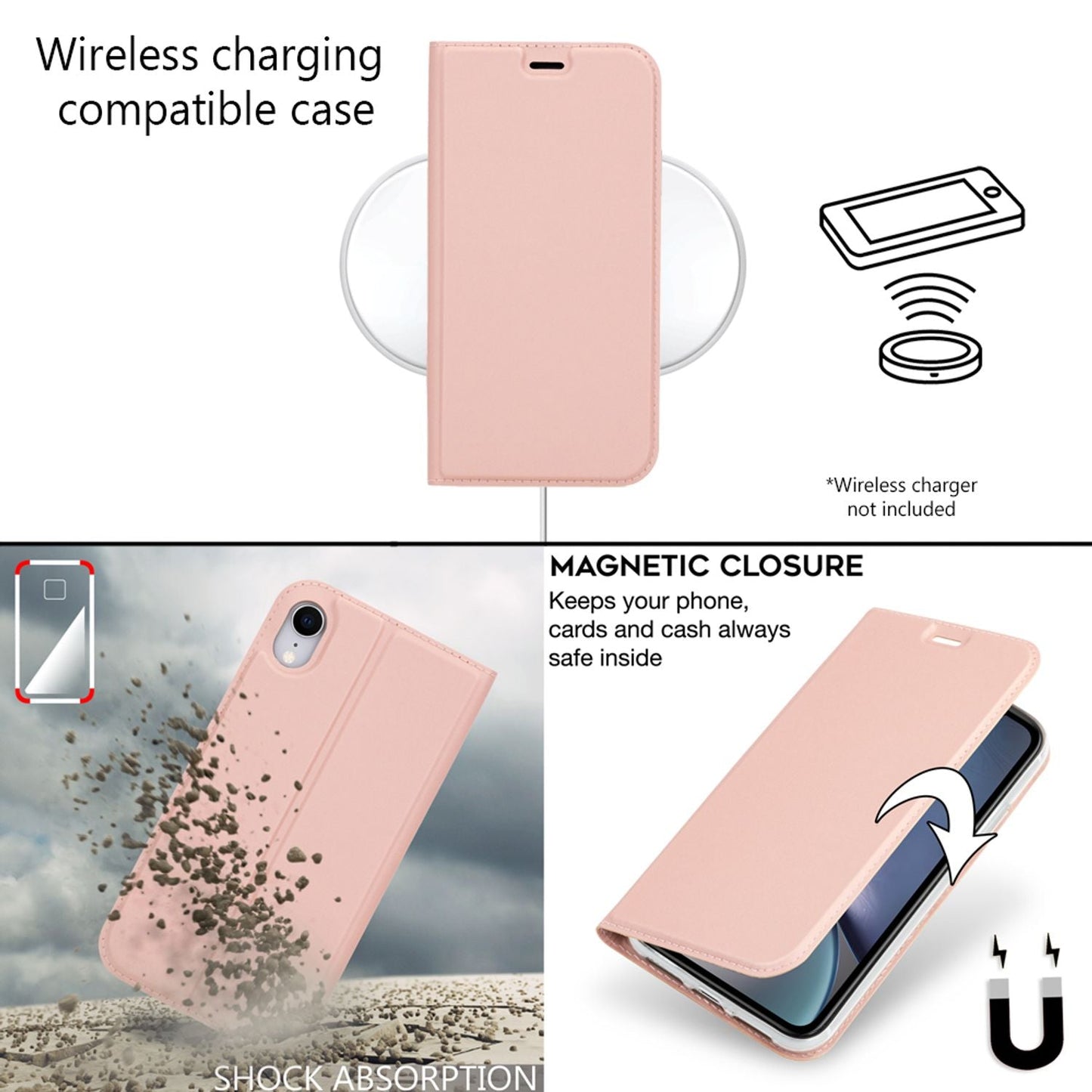 NALIA Flip Case for iPhone XR, Slim Protective Cover Phone Case Bag Bumper Case