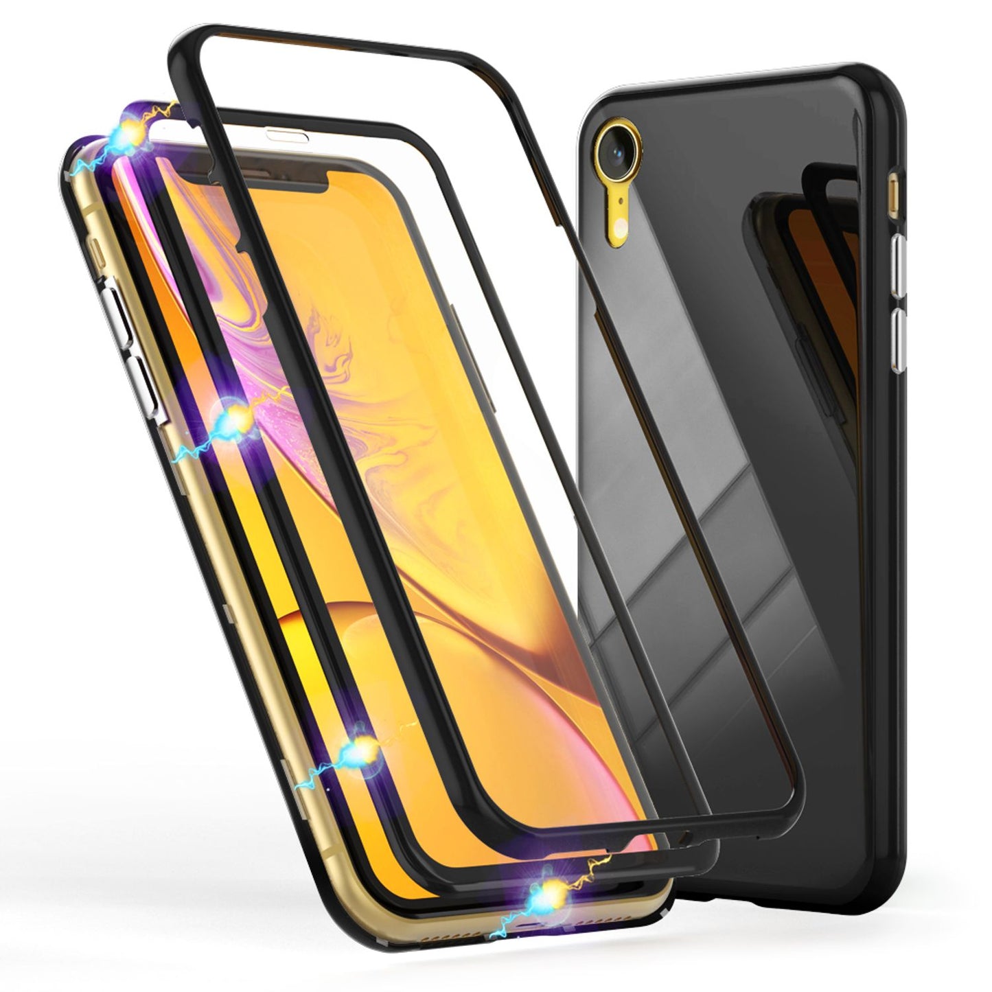 NALIA 360° Magnet Hülle für iPhone XR, Slim Hard Case Cover mit Display Schutz