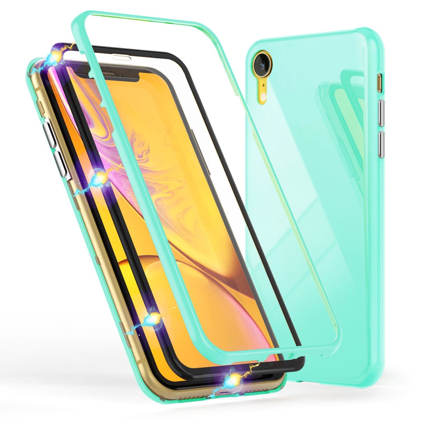 NALIA 360° Magnet Hülle für iPhone XR, Slim Hard Case Cover mit Display Schutz