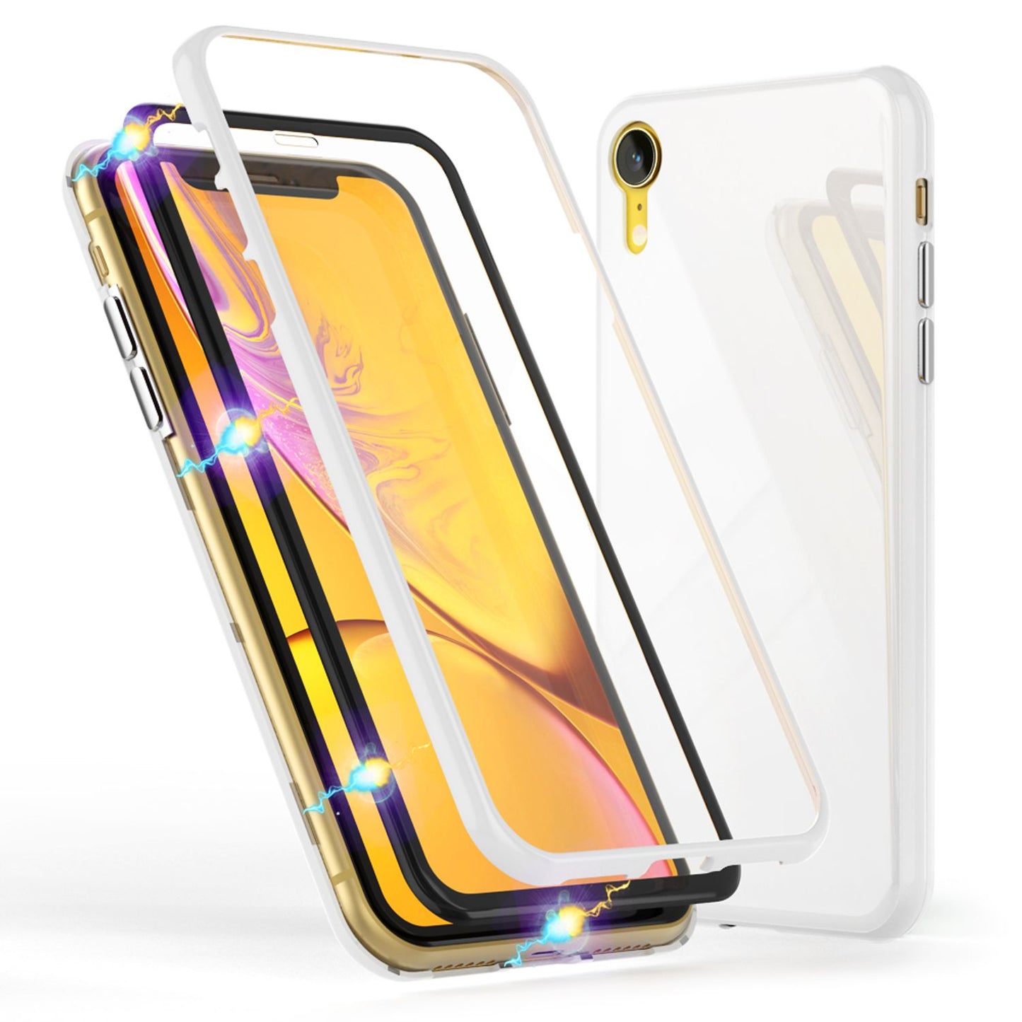 NALIA 360° Magnet Hülle für iPhone XR, Slim Hard Case Cover mit Display Schutz