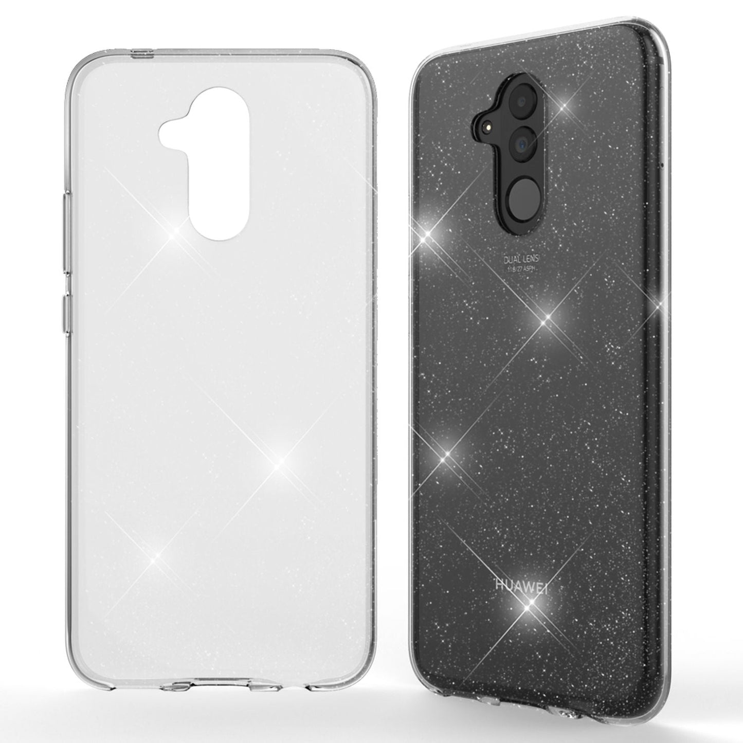 NALIA Glitter Case compatible with Huawei Mate20 Lite Glitter Silicone Case Cover