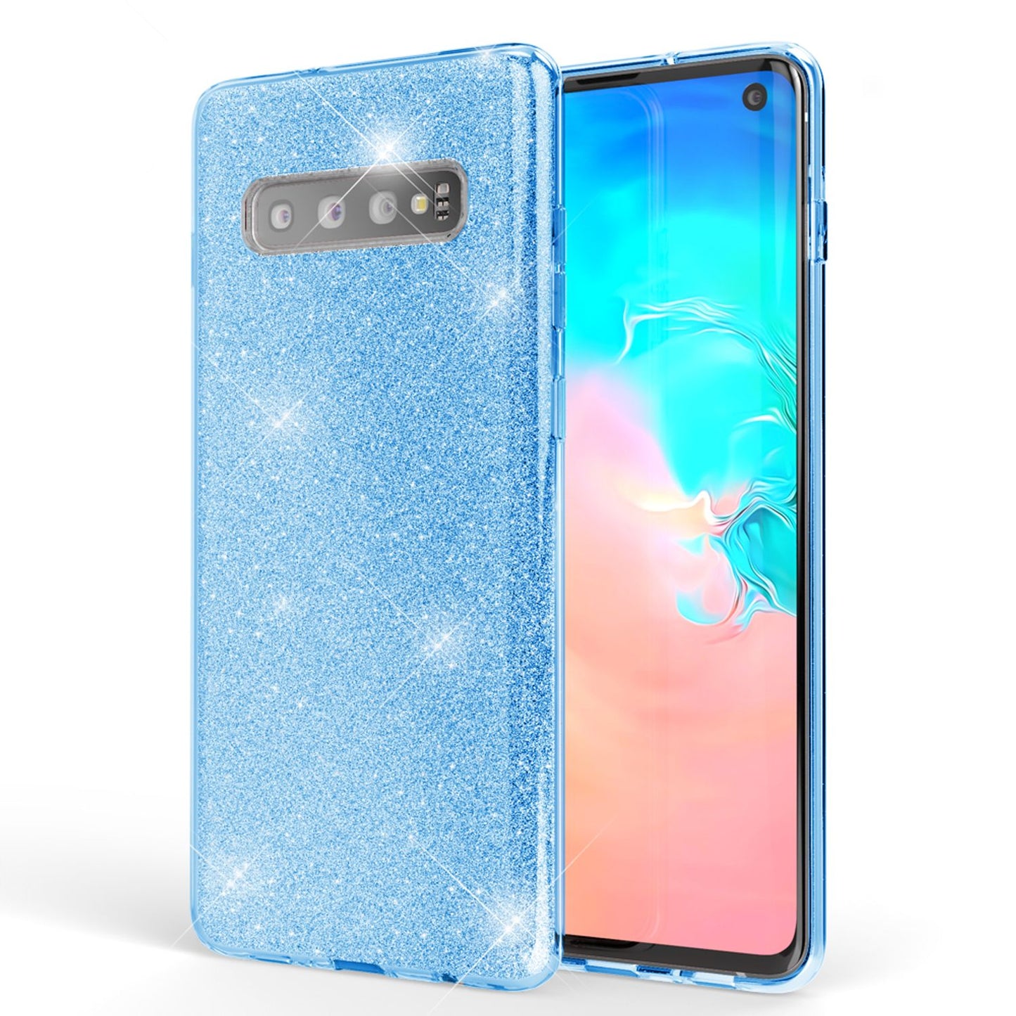 NALIA hulstur sem passar við Samsung Galaxy S10, glitrandi þunnt bakhlið