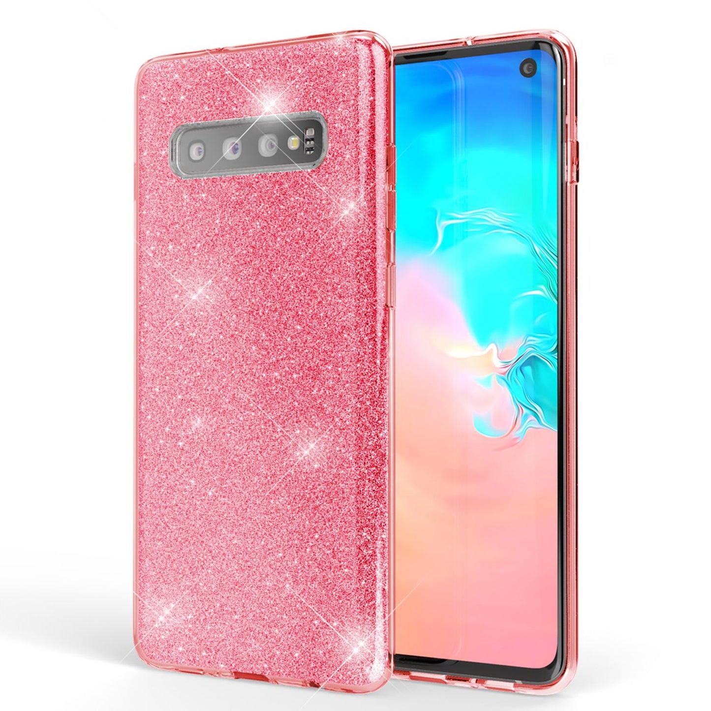NALIA hulstur sem passar við Samsung Galaxy S10, glitrandi þunnt bakhlið