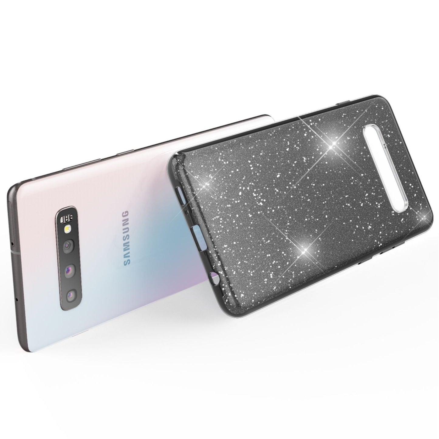 NALIA hulstur sem passar við Samsung Galaxy S10, glitrandi þunnt bakhlið