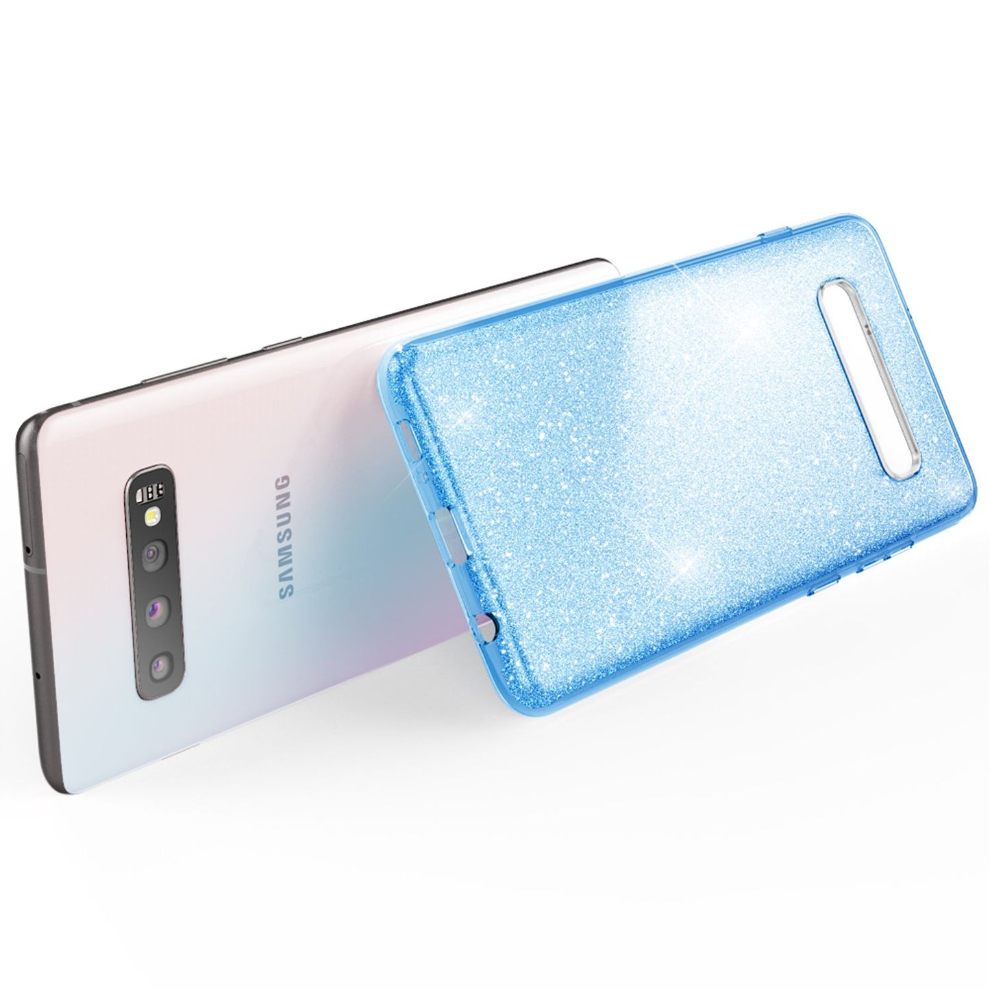 NALIA hulstur sem passar við Samsung Galaxy S10, glitrandi þunnt bakhlið