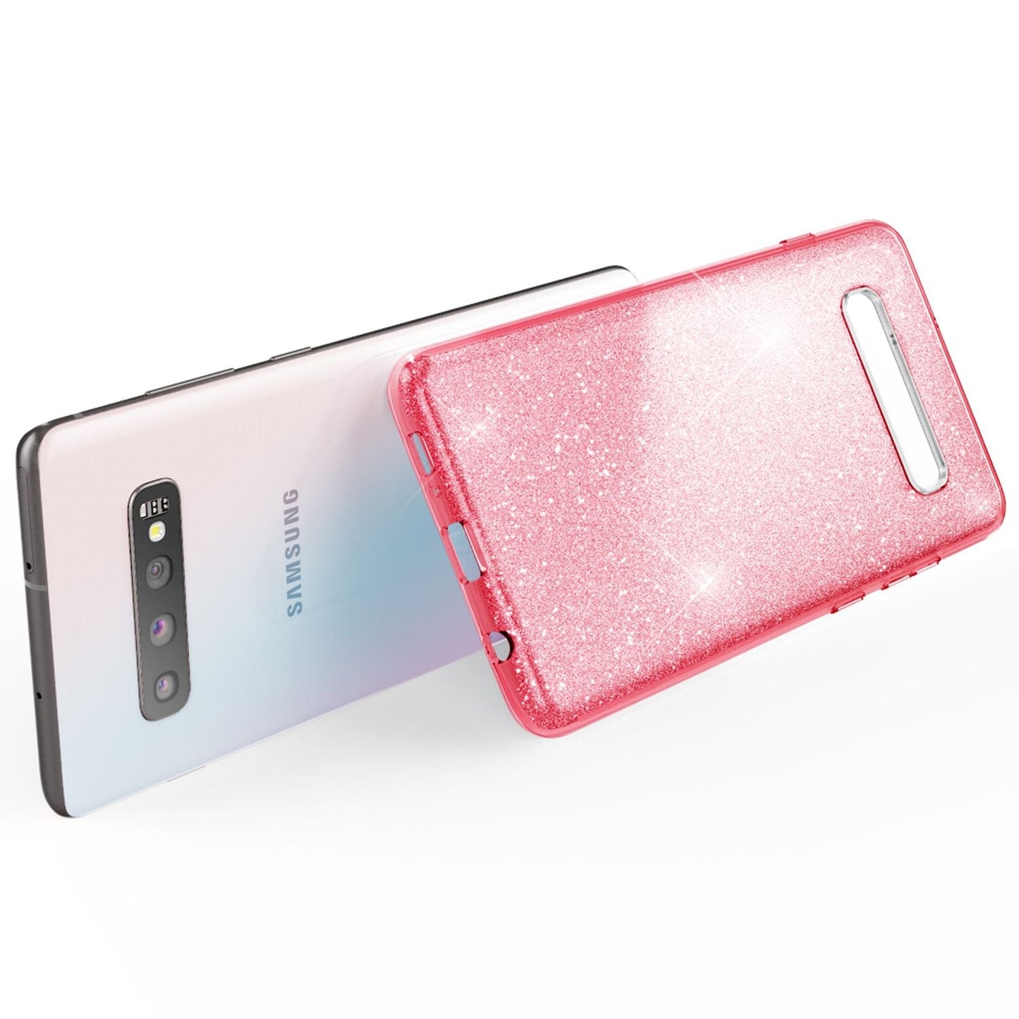 NALIA hulstur sem passar við Samsung Galaxy S10, glitrandi þunnt bakhlið