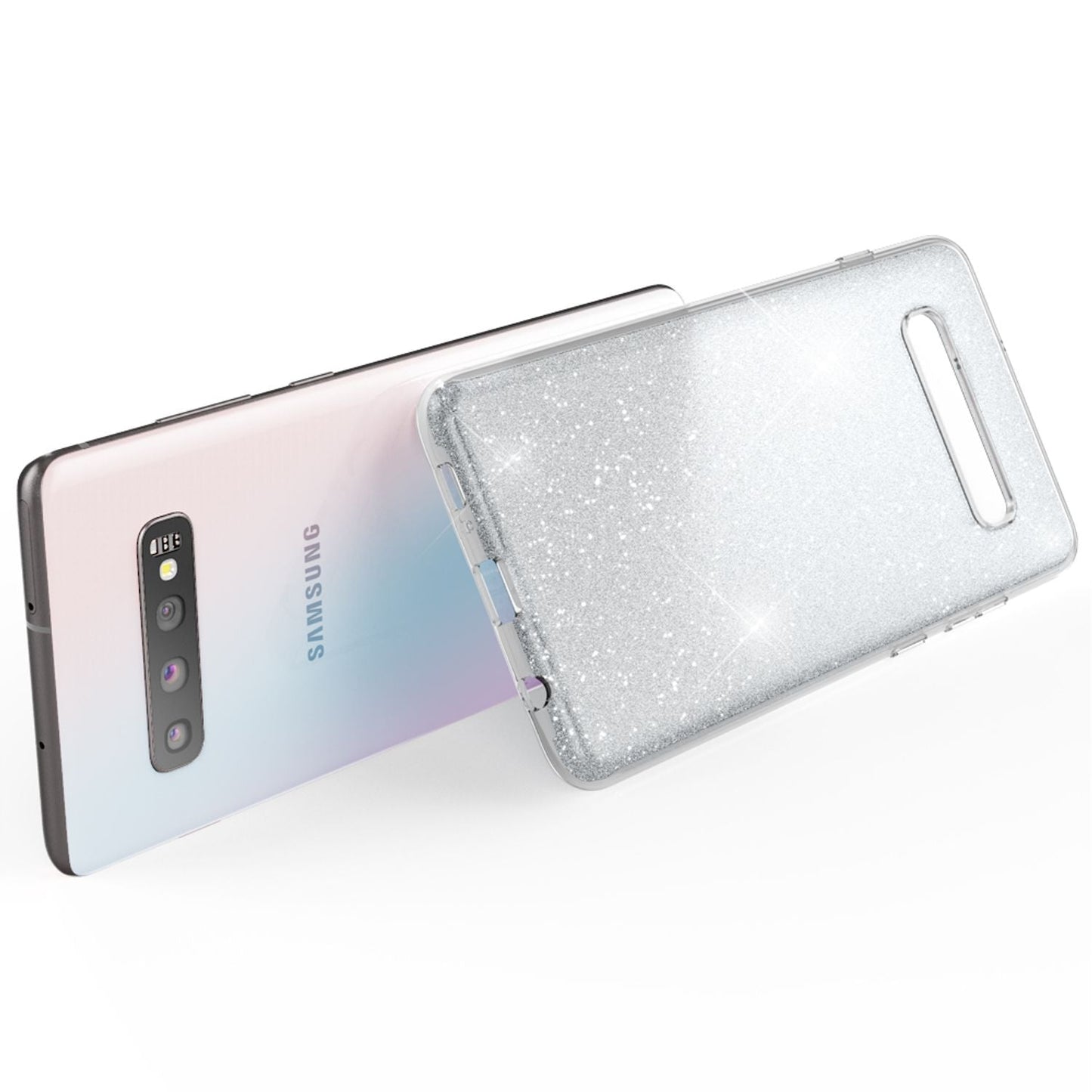 NALIA hulstur sem passar við Samsung Galaxy S10, glitrandi þunnt bakhlið