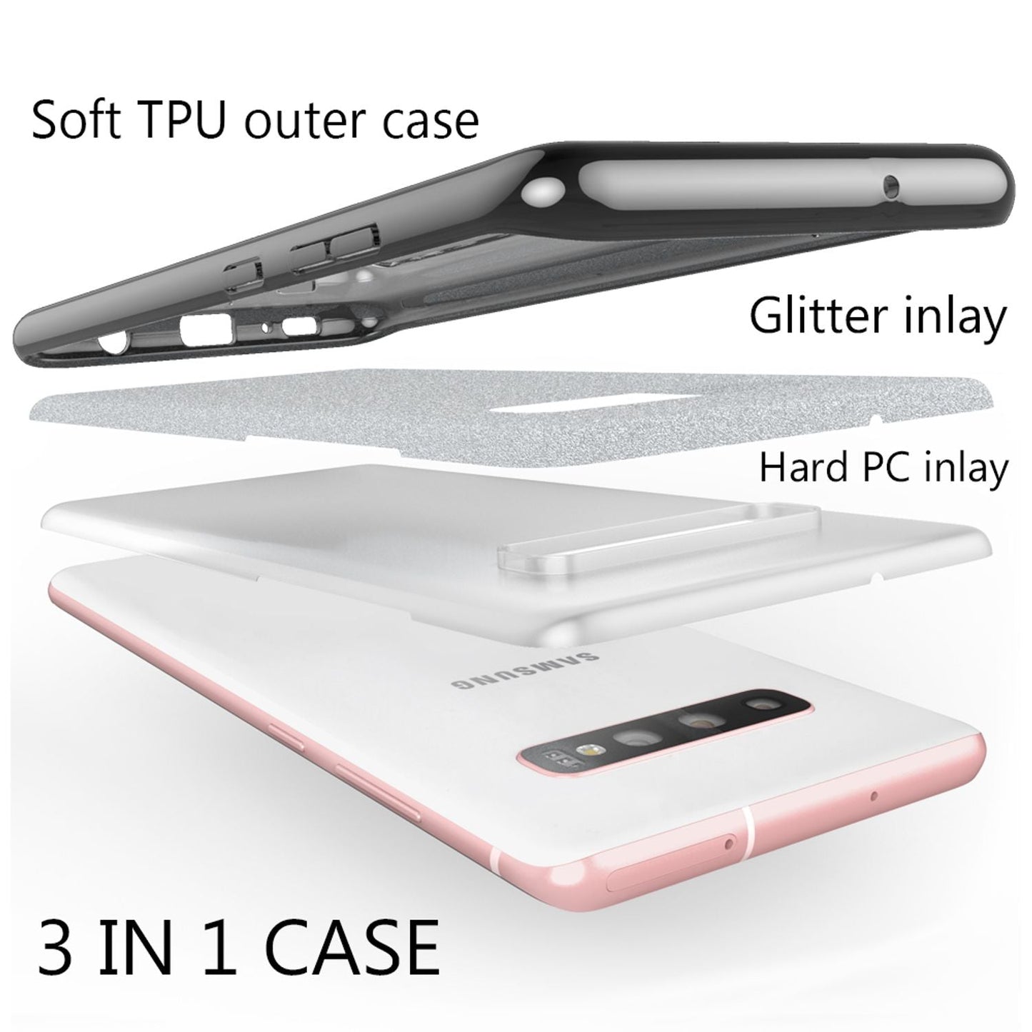 NALIA Case Compatible with Samsung Galaxy S10 Plus, Glitter Phone Case Cover