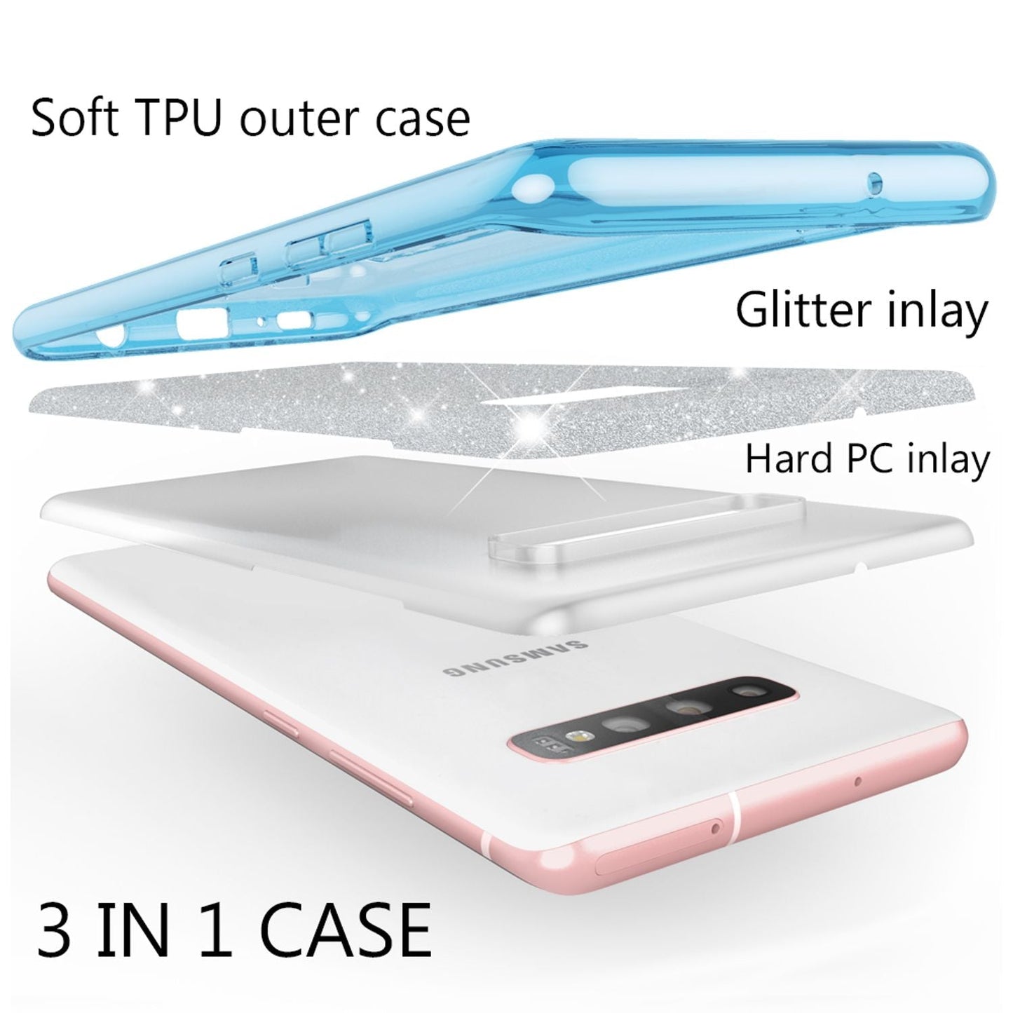 NALIA Case Compatible with Samsung Galaxy S10 Plus, Glitter Phone Case Cover