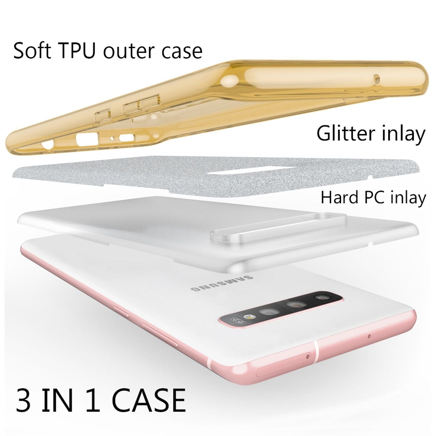 NALIA Case Compatible with Samsung Galaxy S10 Plus, Glitter Phone Case Cover