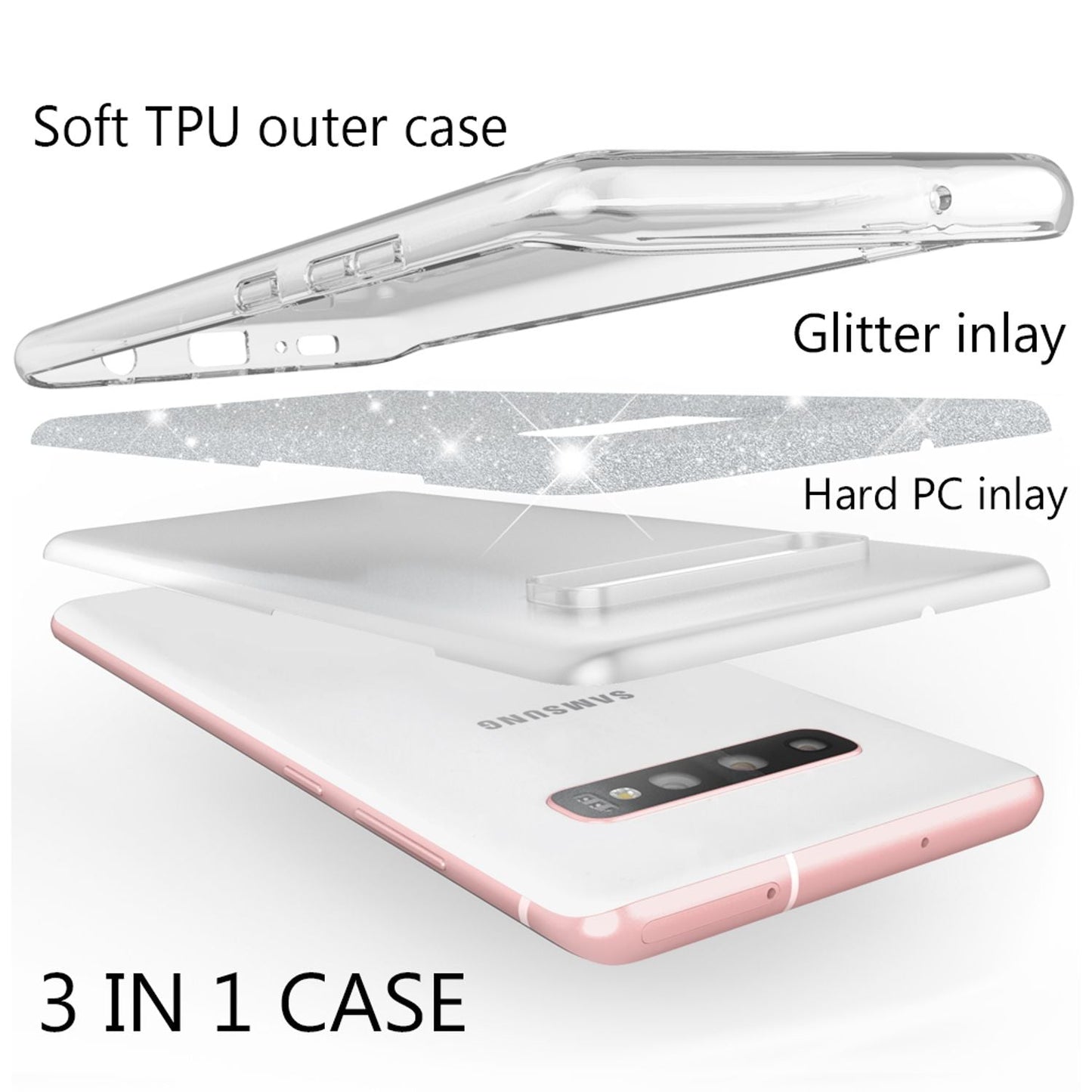 NALIA Case Compatible with Samsung Galaxy S10 Plus, Glitter Phone Case Cover