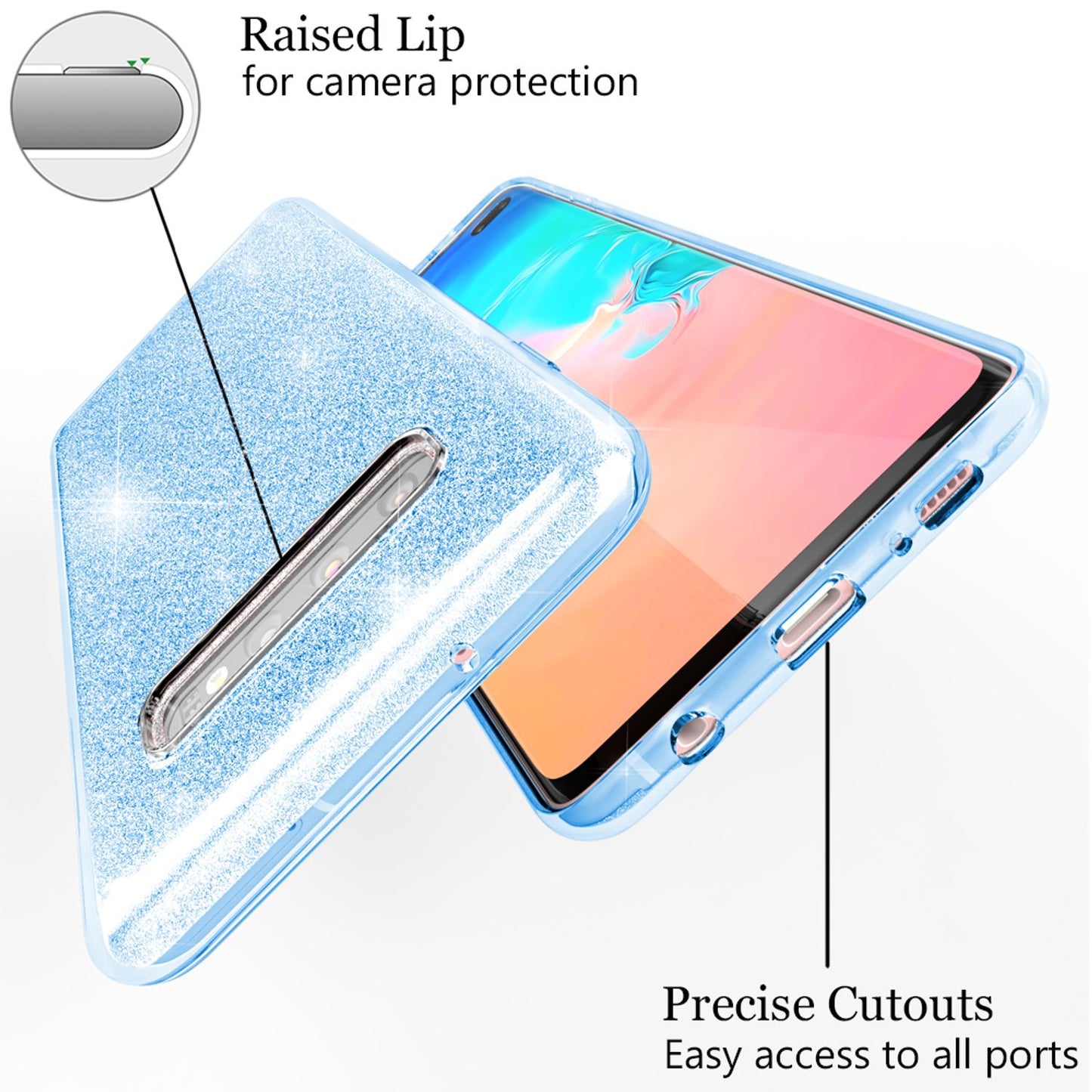 NALIA Case Compatible with Samsung Galaxy S10 Plus, Glitter Phone Case Cover