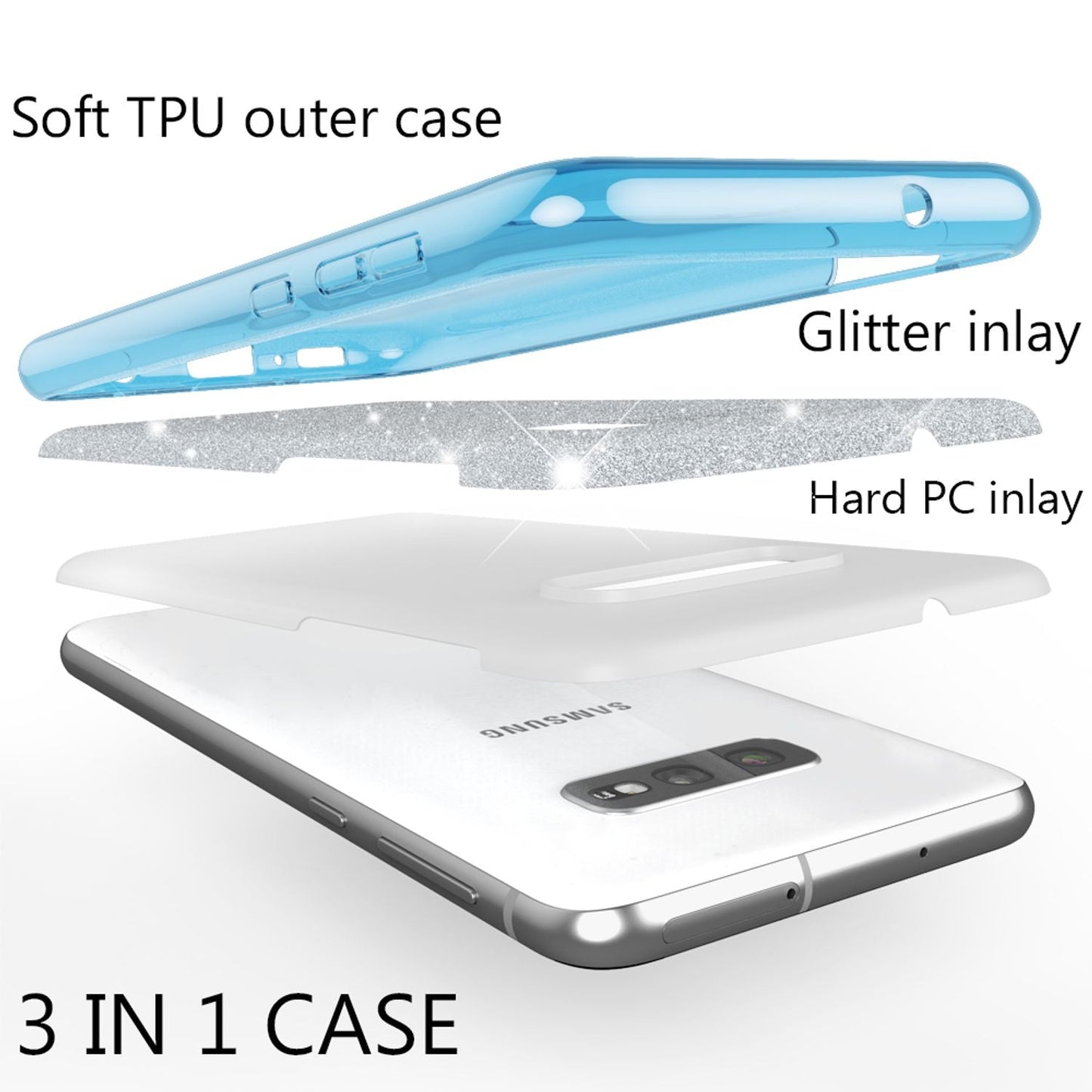 NALIA Case Compatible with Samsung Galaxy S10e, Glitter Phone Case Back Cover