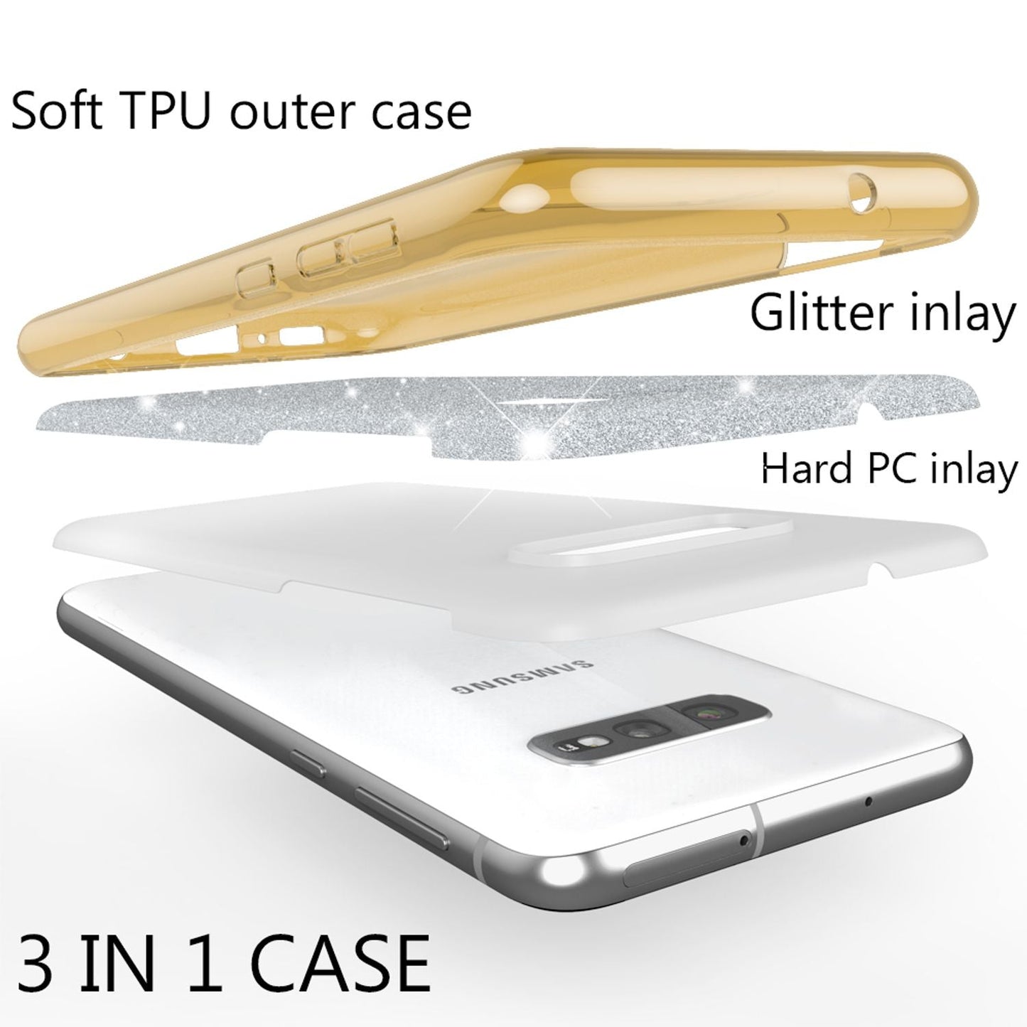 NALIA Case Compatible with Samsung Galaxy S10e, Glitter Phone Case Back Cover