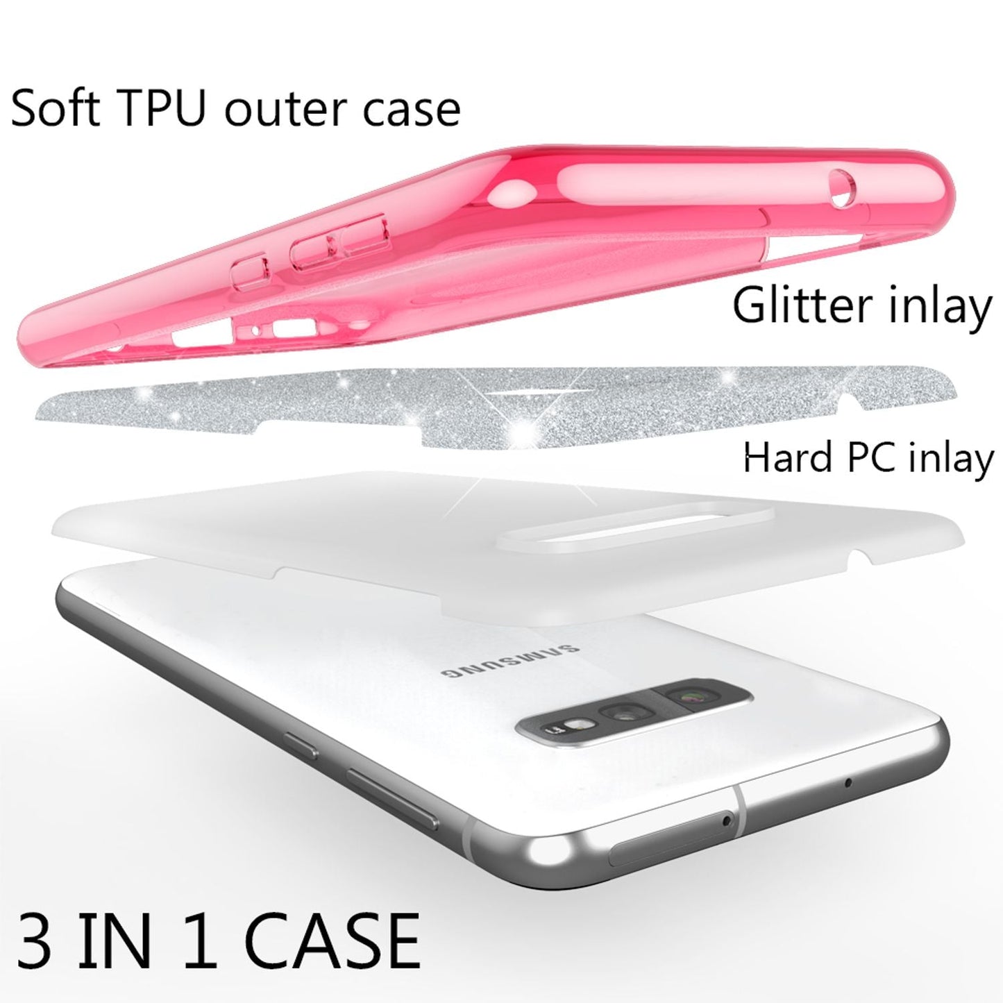 NALIA Case Compatible with Samsung Galaxy S10e, Glitter Phone Case Back Cover