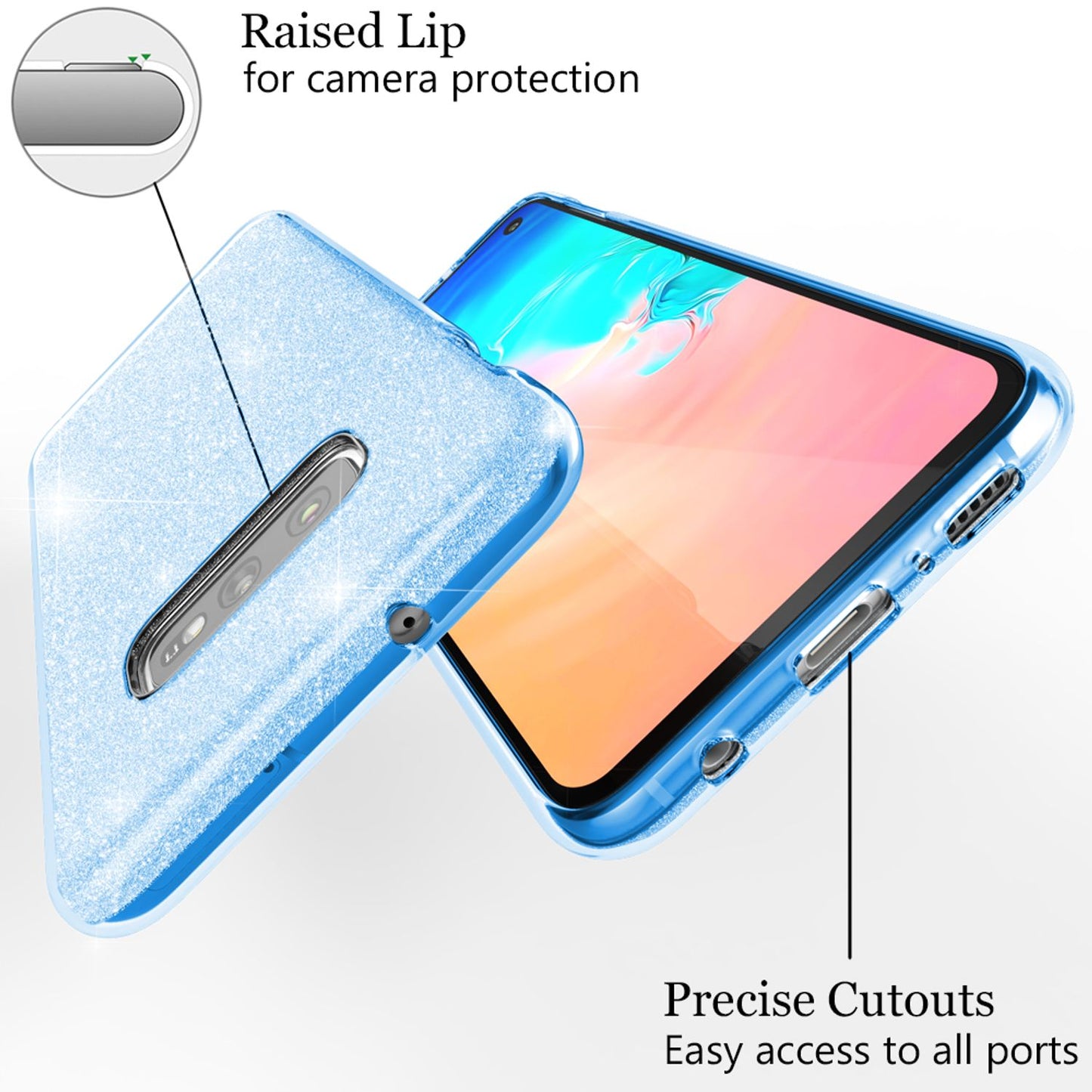 NALIA Case Compatible with Samsung Galaxy S10e, Glitter Phone Case Back Cover