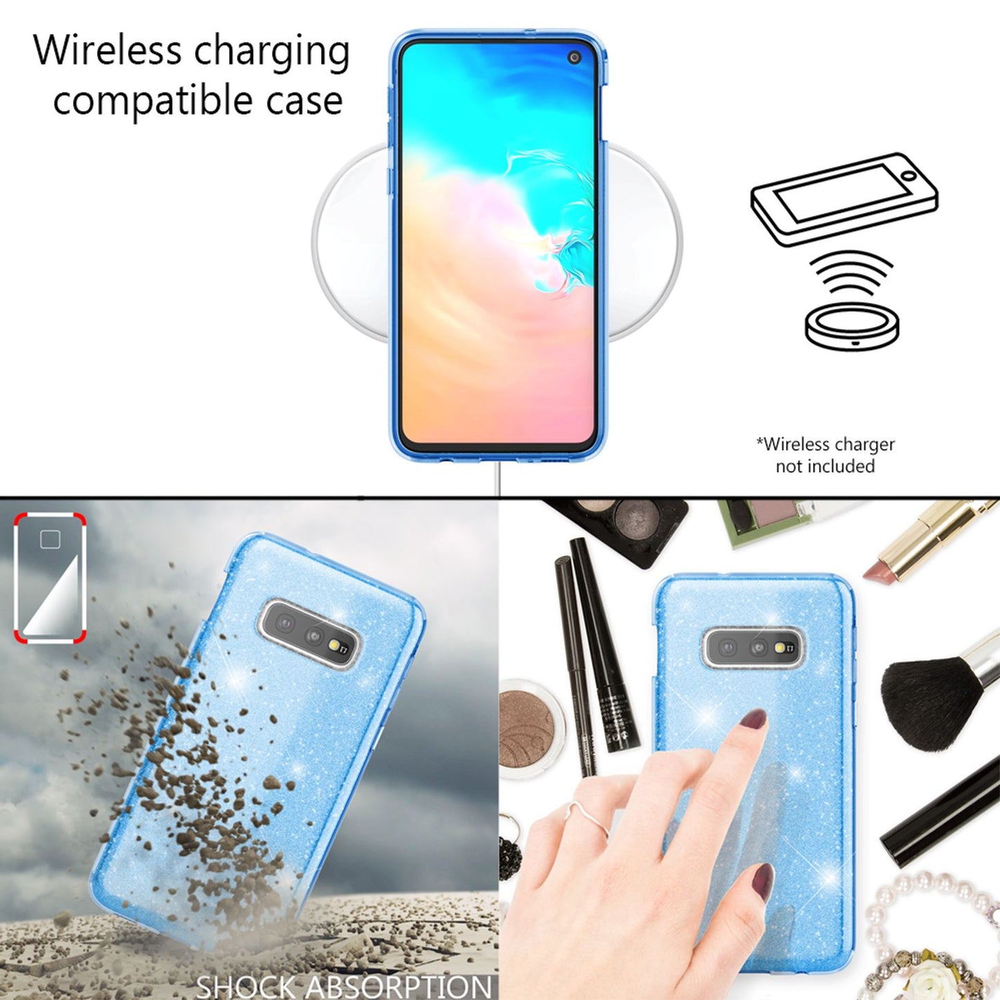 NALIA Case Compatible with Samsung Galaxy S10e, Glitter Phone Case Back Cover