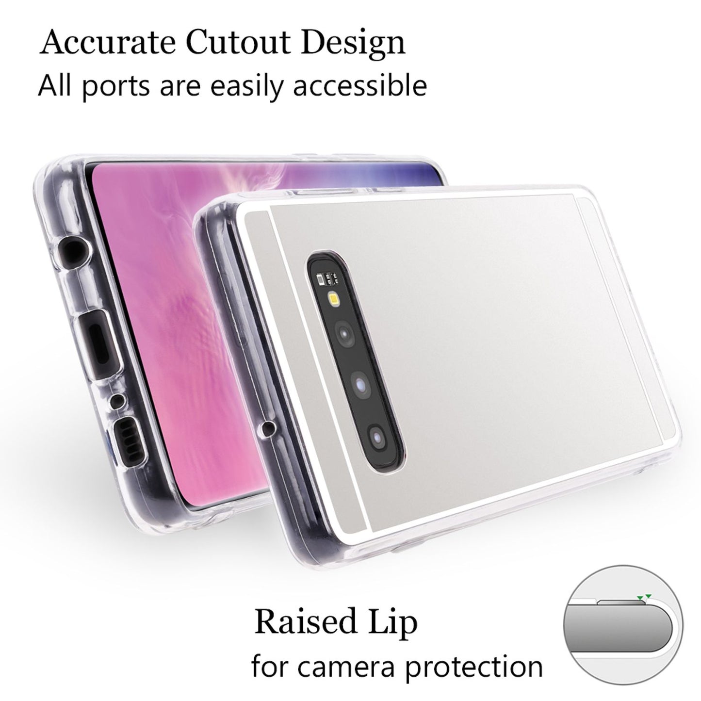 NALIA Mirror Case for Samsung Galaxy S10, Slim Silicone Mirror Phone Case